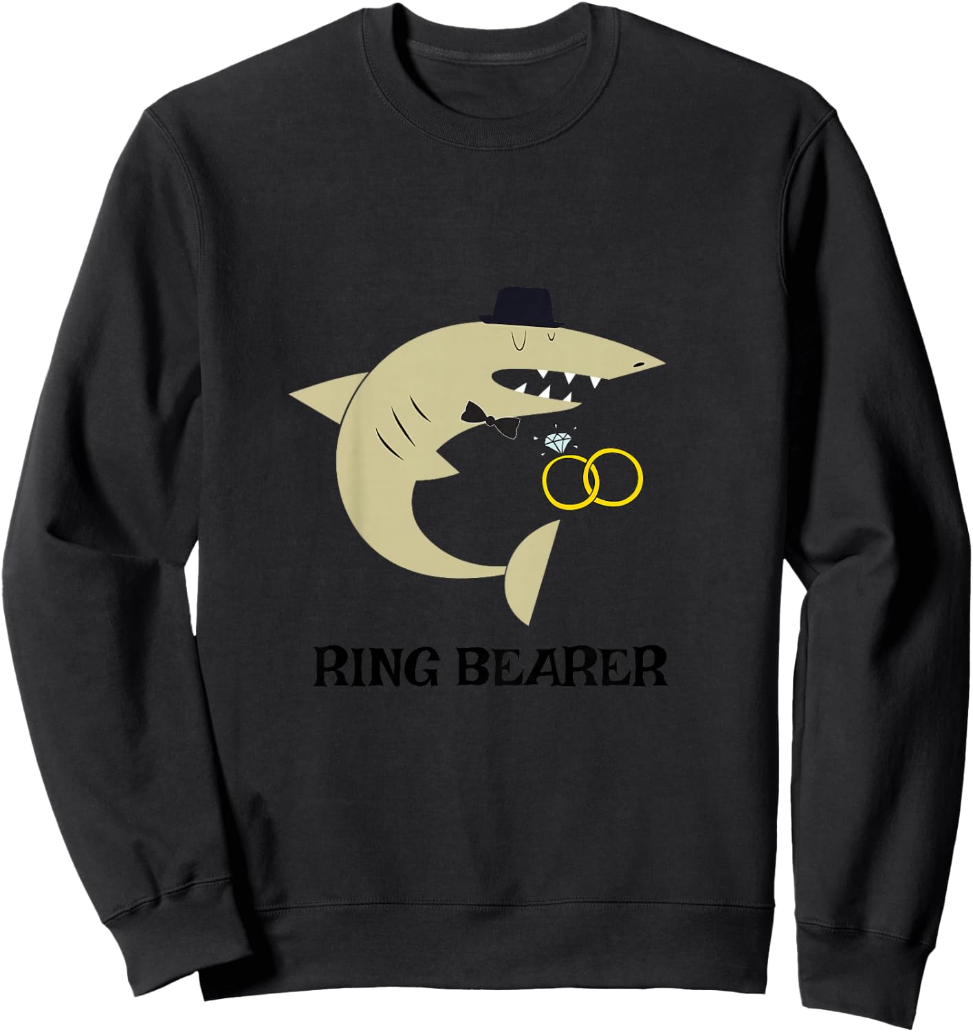Ring Bearer Shirt - Shark Graphic Wedding Party Toddler Gift Sweatshirt - Sweatshirt | Black