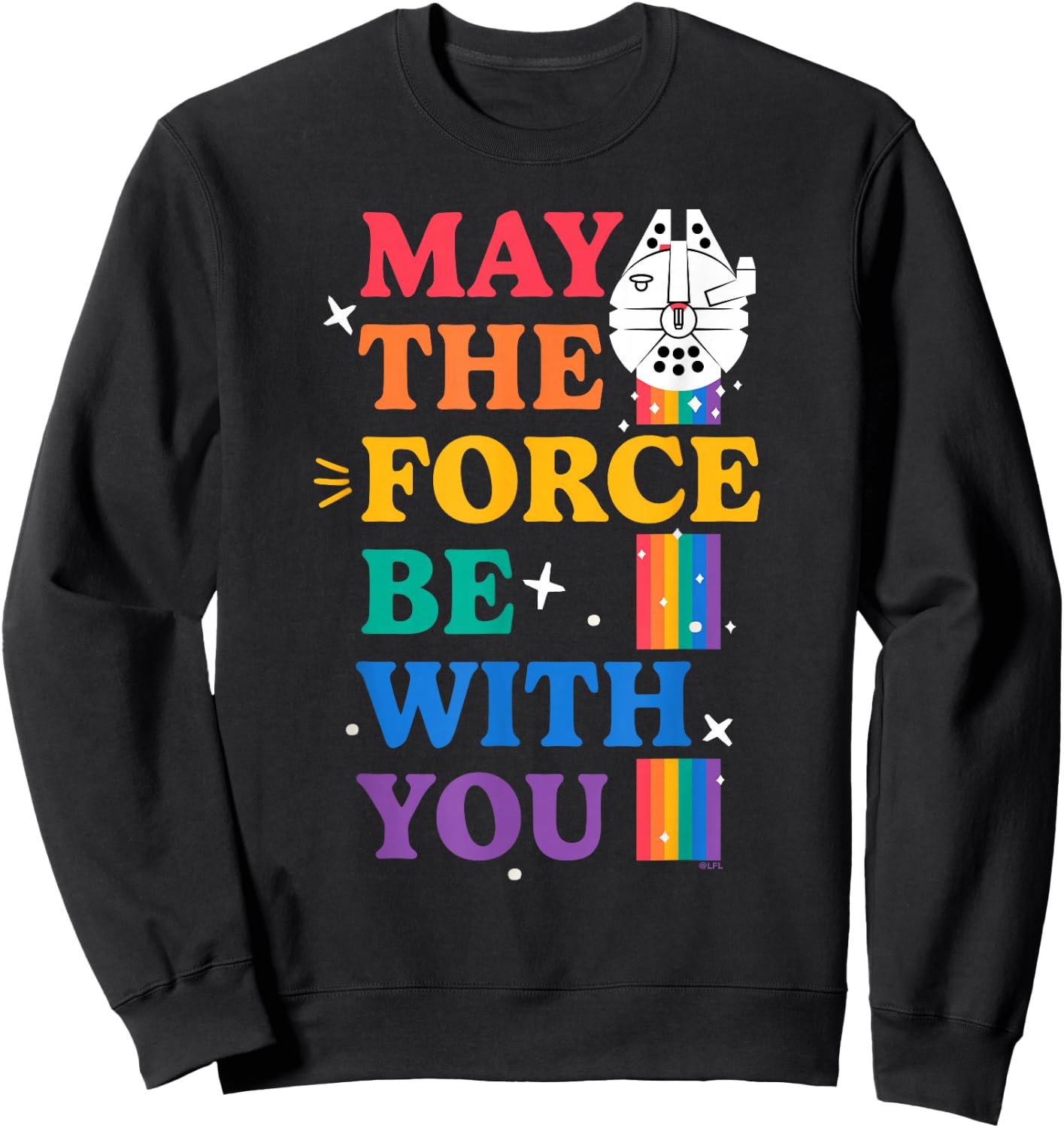 Star Wars Pride May The Force Be With You Rainbow Falcon Sweatshirt - Sweatshirt | Black
