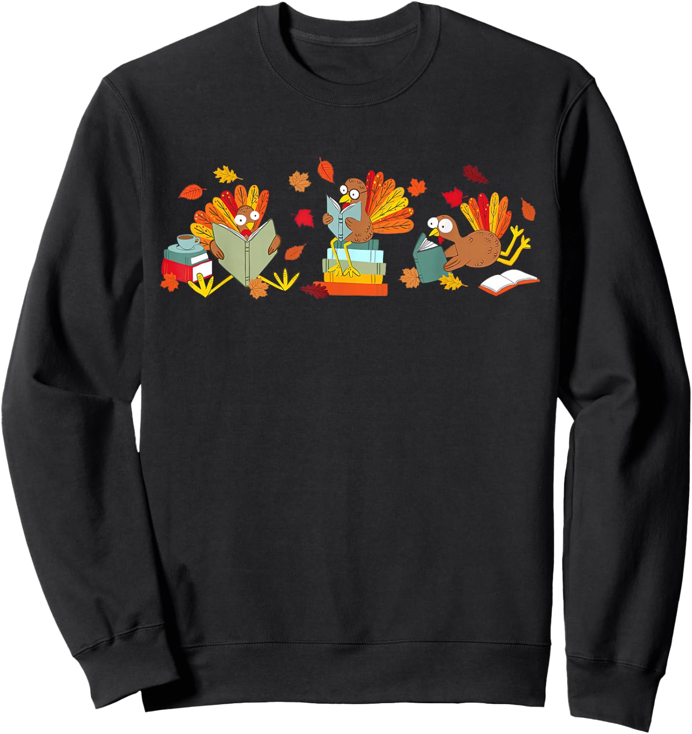 Funny Turkey Bookbook Librarian Bookworm Thanksgiving Sweatshirt - Sweatshirt | Black