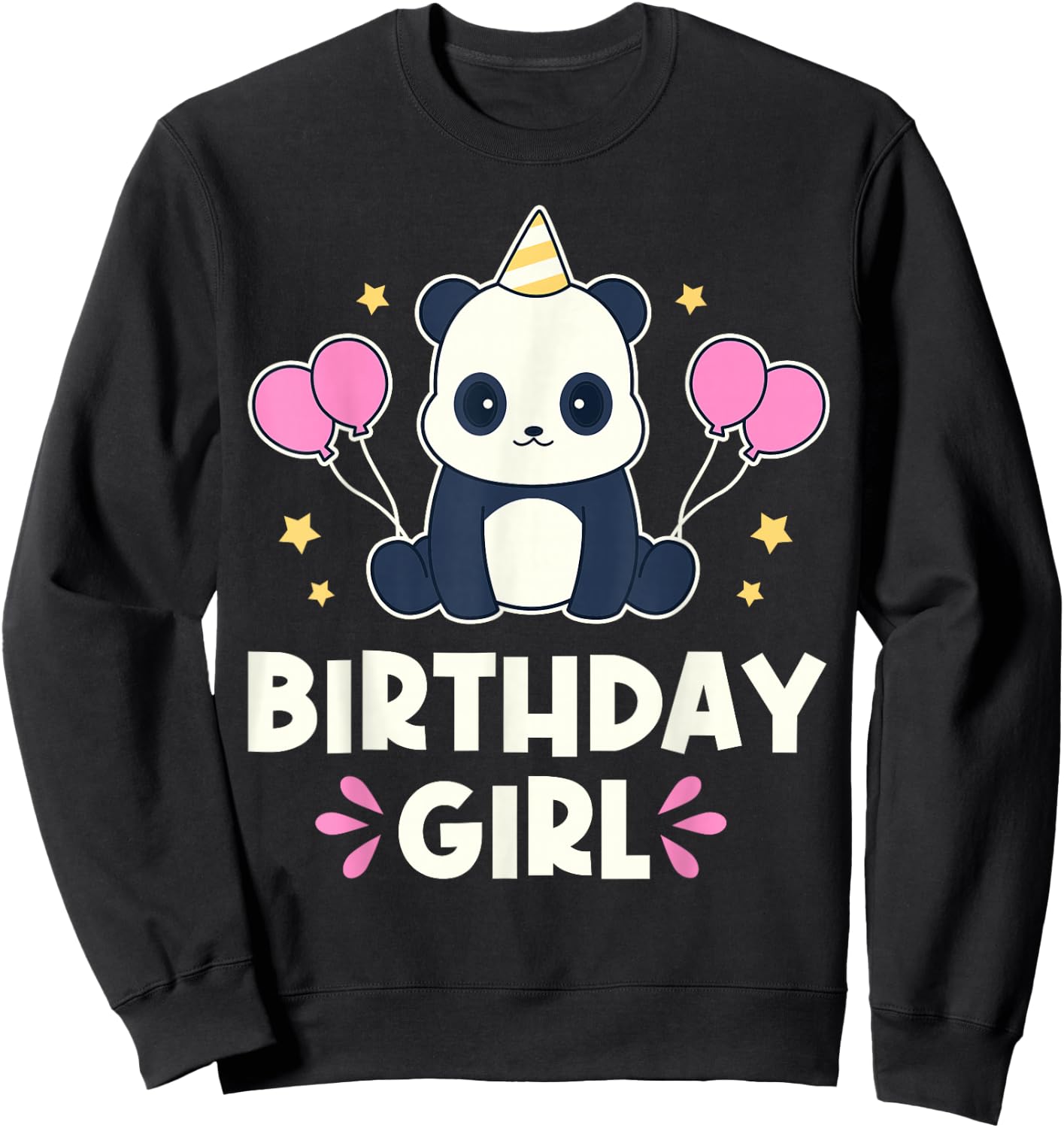 Cute Birthday Girl Kawaii Panda Graphic Sweatshirt - Sweatshirt | Black
