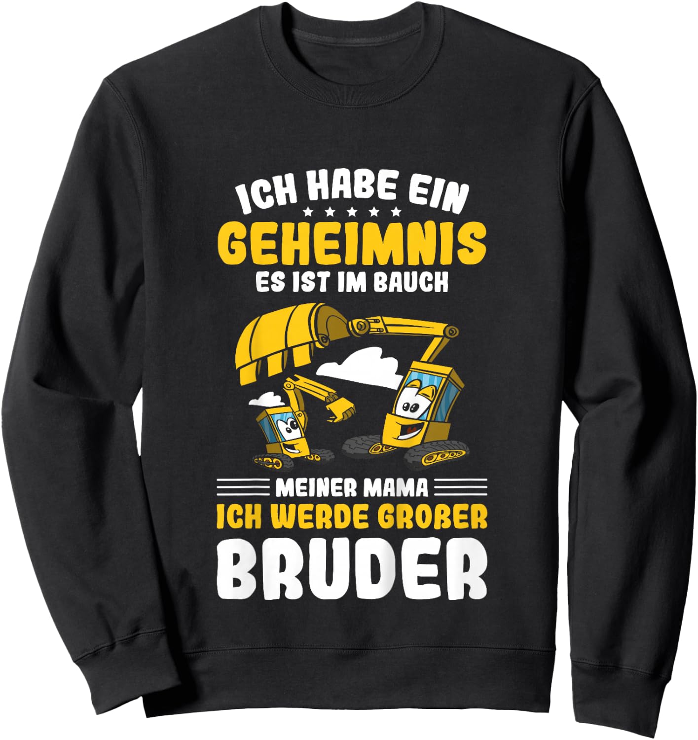 Children's Excavator Funny with German Text "Ich Werde Großer Bruder", black Sweatshirt - Sweatshirt | Black
