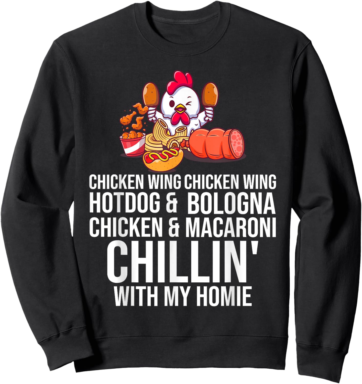 Chicken Wing Chicken Wing Hot Dog And Bologna Men Women Girls Kids Sweatshirt - Sweatshirt | Black