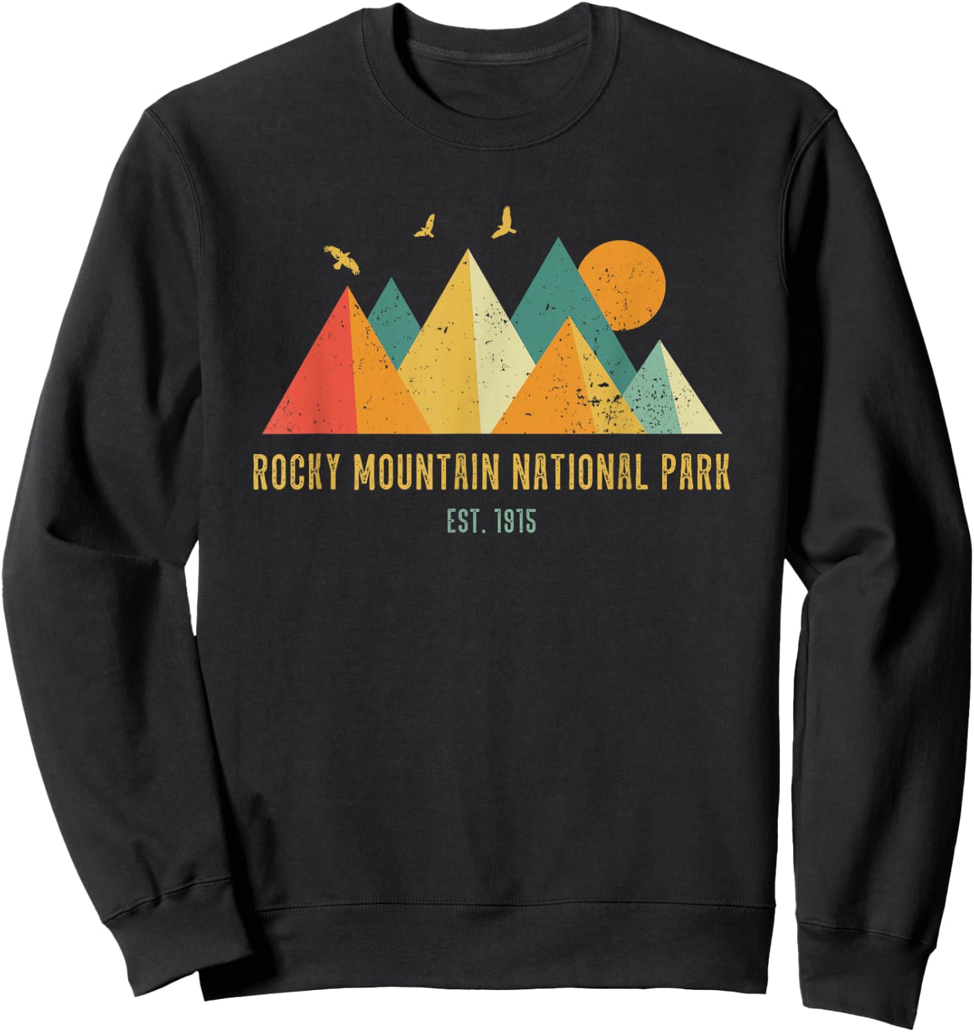 Retro Vintage Vibe Grunge Style Rocky Mountain National Park Sweatshirt - Sweatshirt | Black