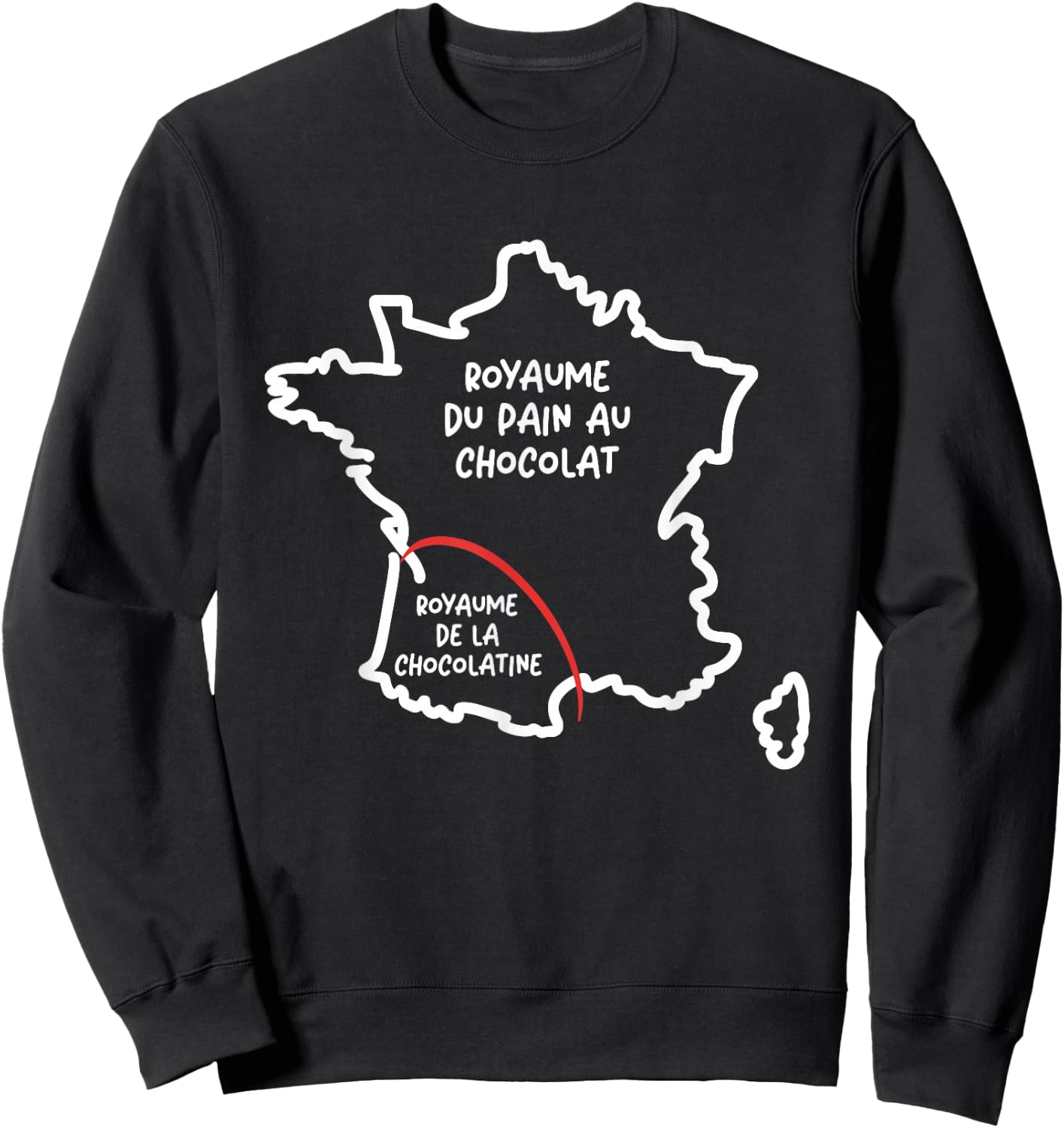 Team Pain au Chocolat ou Chocolatine Funny Map of France Sweatshirt - Sweatshirt | Black