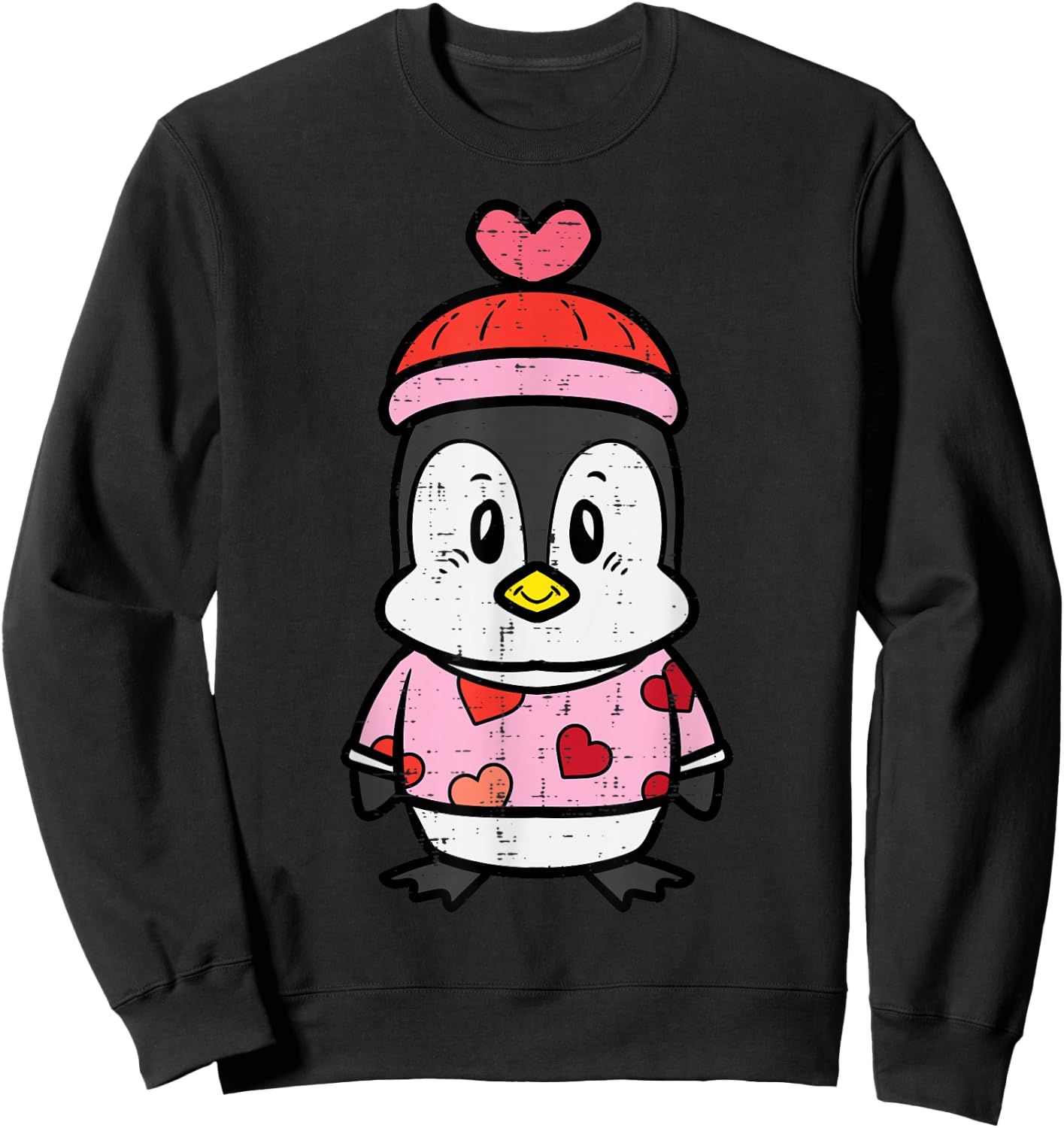 Valentines Day Baby Penguin Sweater Girls Kids Toddlers Sweatshirt - Sweatshirt | Black