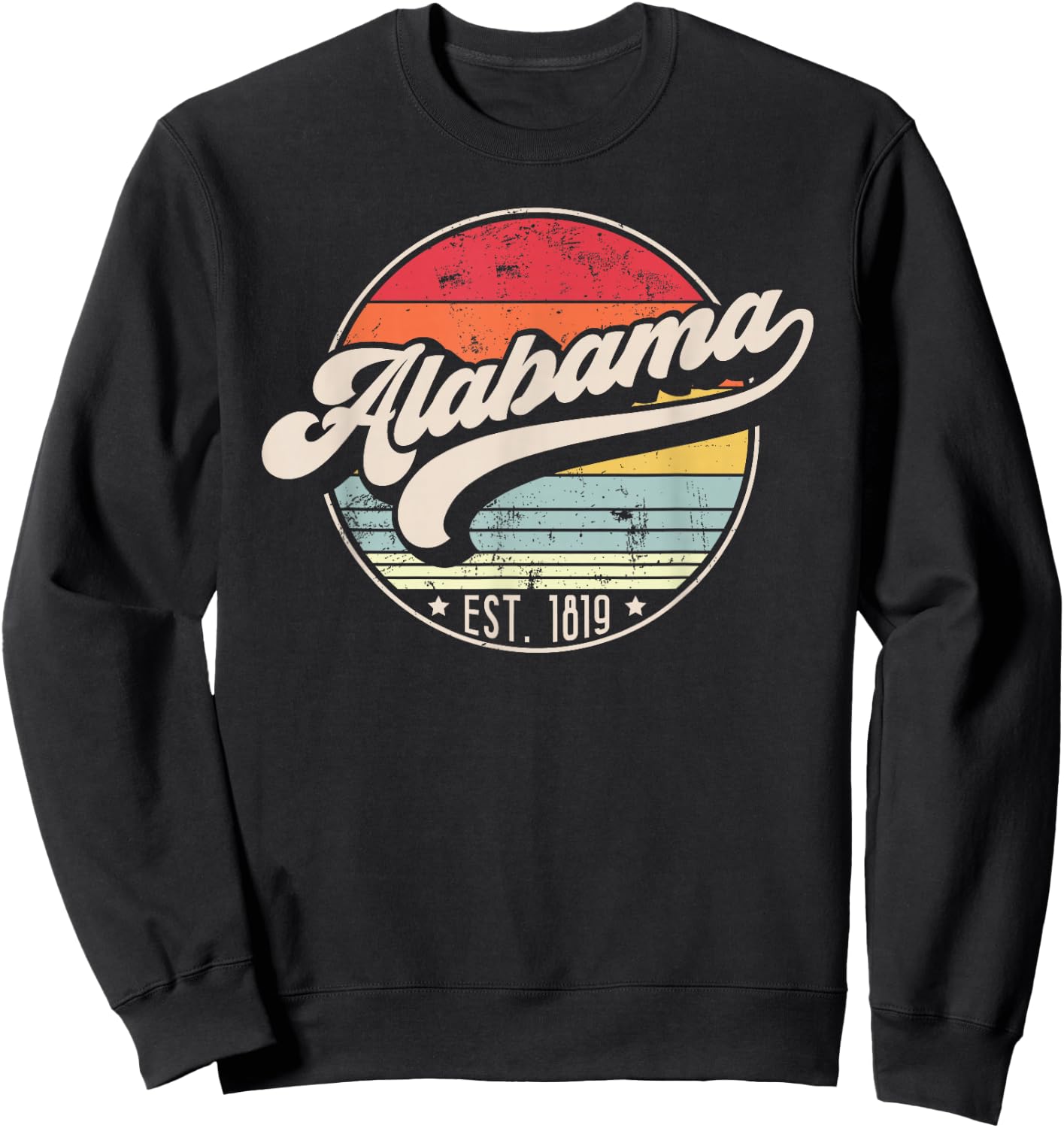 Retro Alabama Home State AL Cool 70s Style Sunset Sweatshirt - Sweatshirt | Black