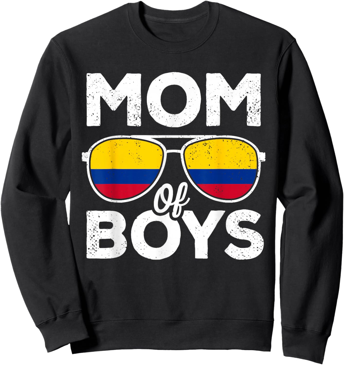 Mom of Boys Mothers Day Retro Colombia Flag Colombian Mom Sweatshirt - Sweatshirt | Black