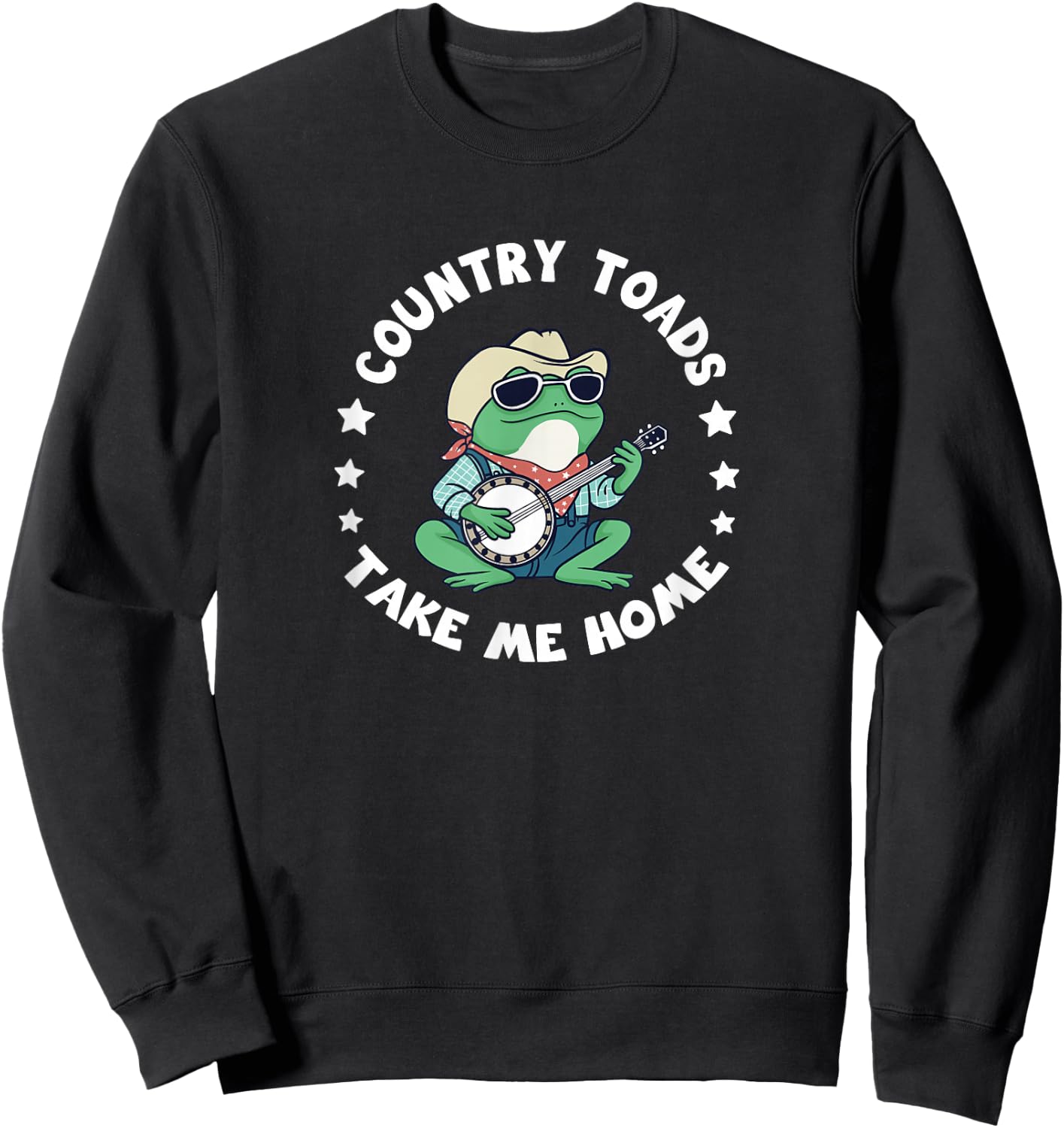 Country Toads Take Me Home, Cool Cowboy Toad Playing Music Sweatshirt - Sweatshirt | Black
