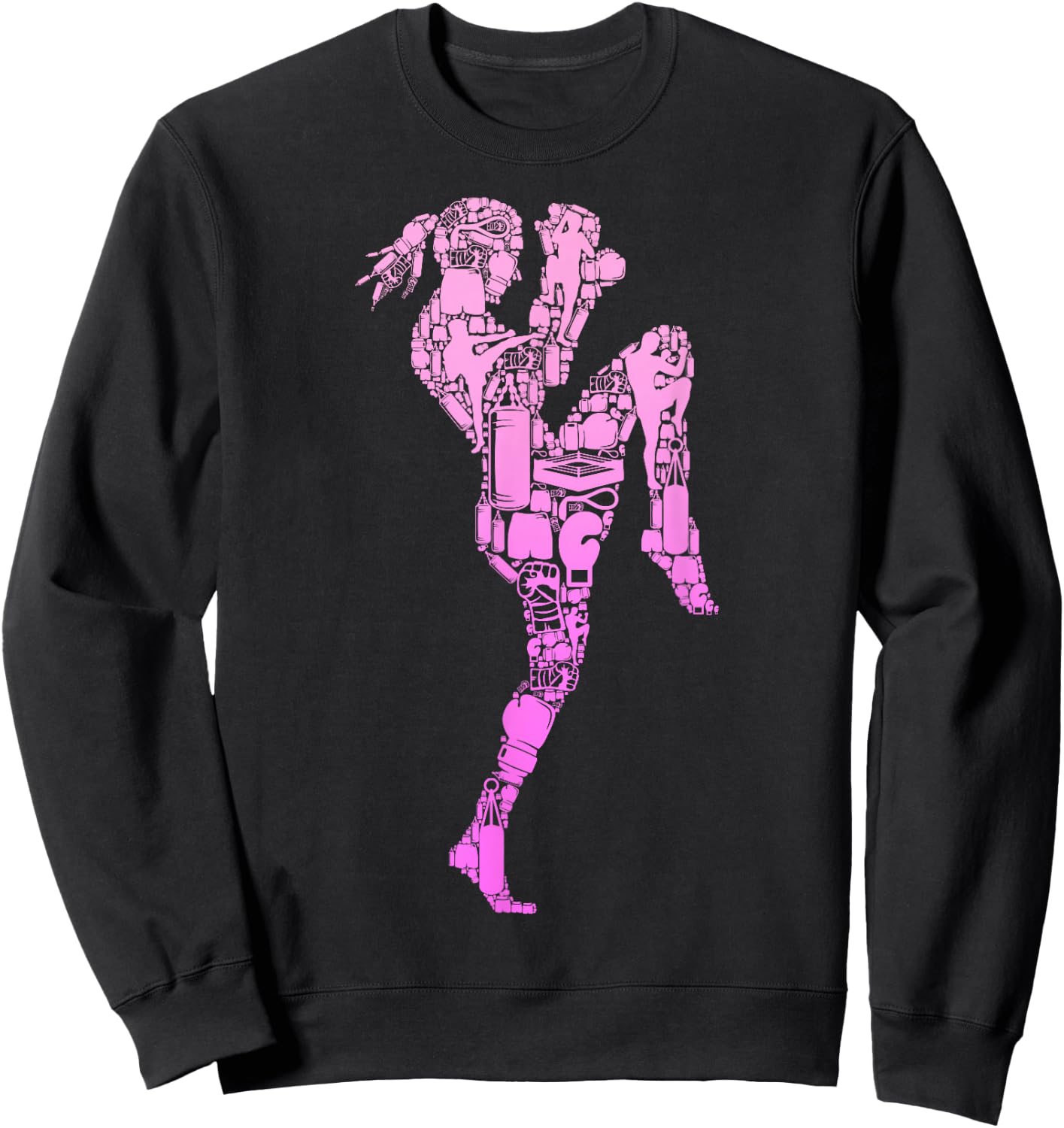 Muay Thai Thai Boxing Women Girls Kids , black, s Sweatshirt - Sweatshirt | Black