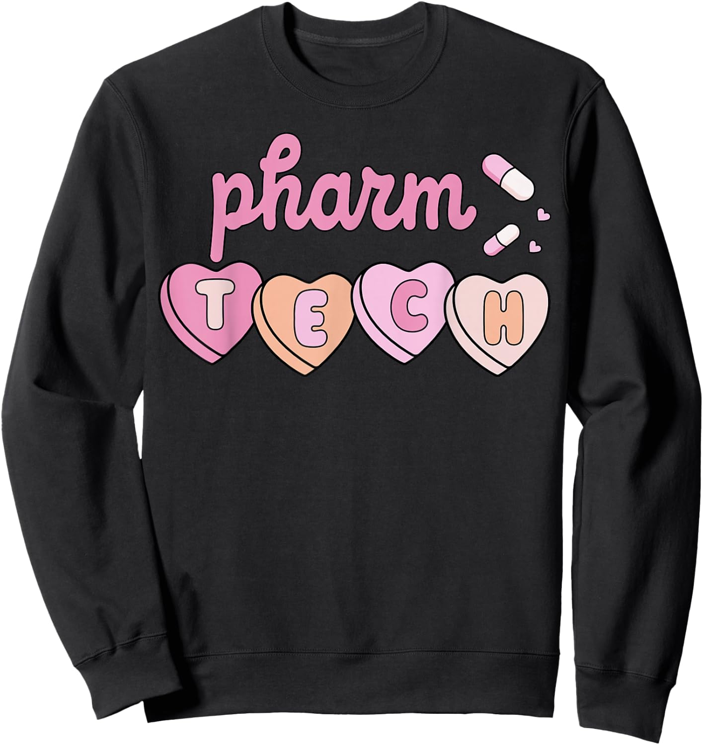 Pharm Tech Valentines Day Pharmacist Technician Cupid Hearts Sweatshirt - Sweatshirt | Black