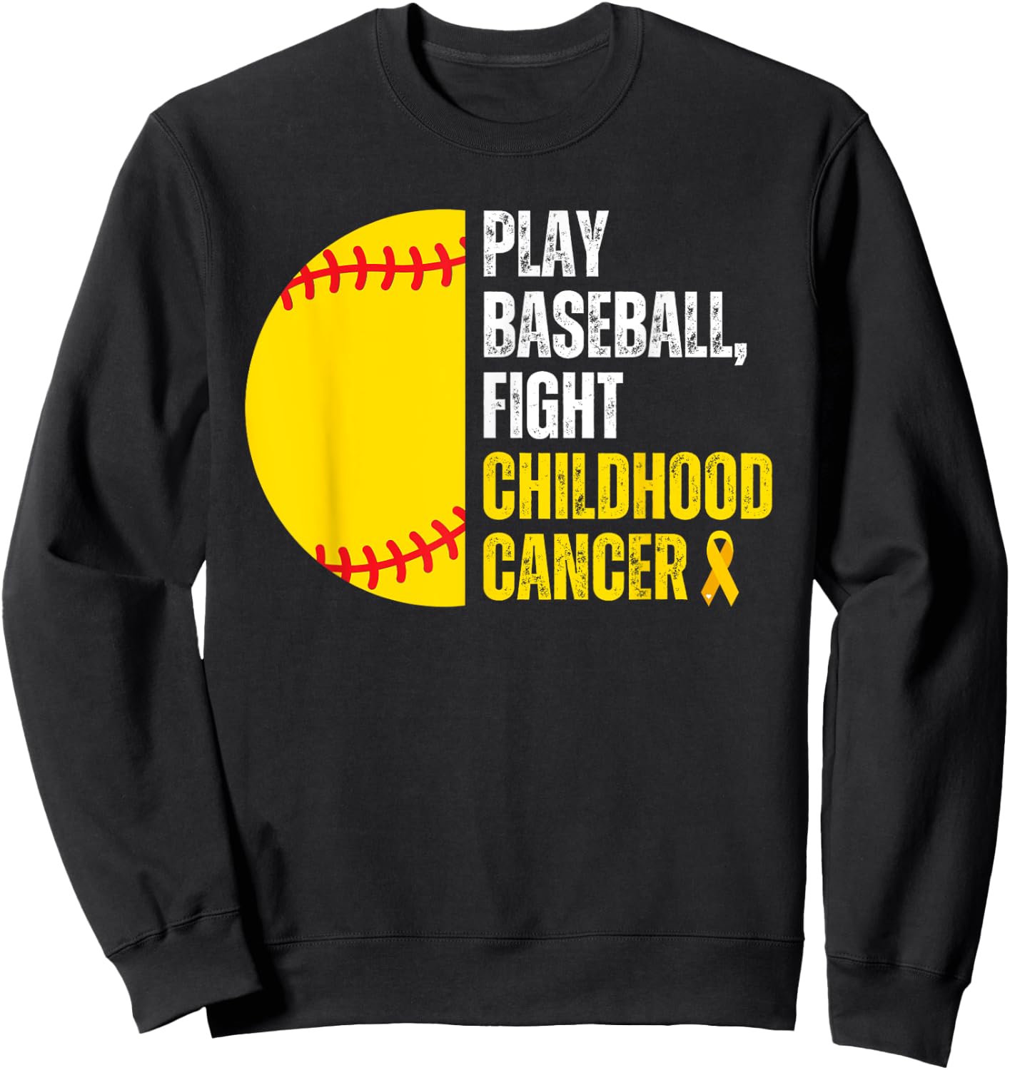 Baseball Player Ball Lovers Childhood Cancer Awareness Month Sweatshirt - Sweatshirt | Black