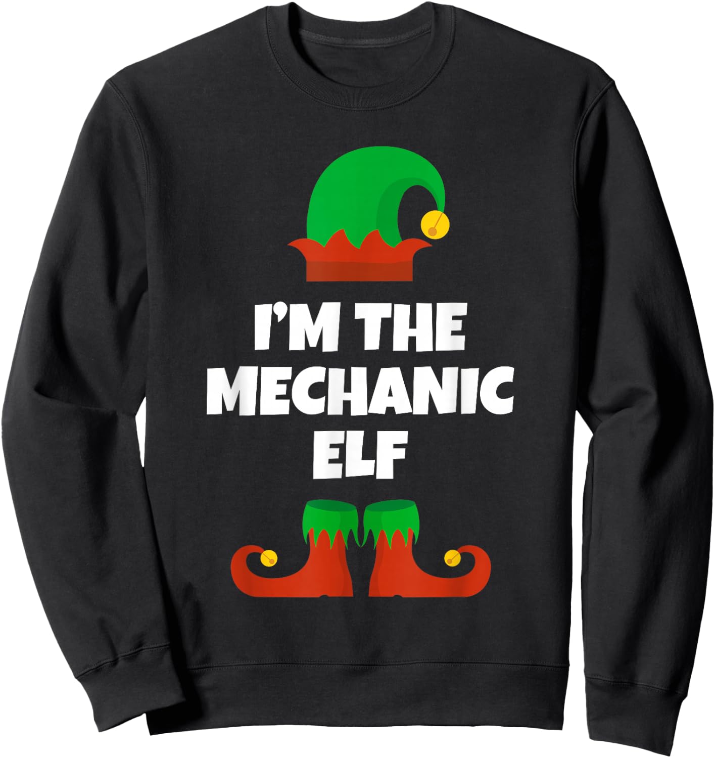 I'm The Mechanic Elf Family Pajama Christmas Funny Sweatshirt - Sweatshirt | Black