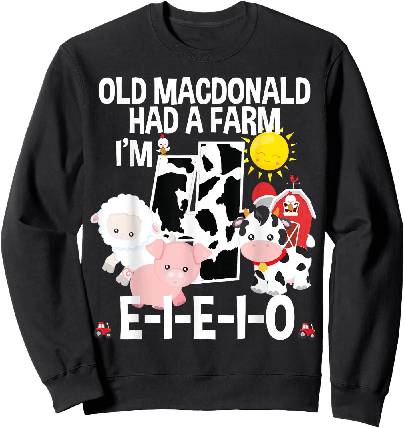 Toddler Kids Old MacDonald 4th Birthday Party Nursery Song Sweatshirt - Sweatshirt | Black