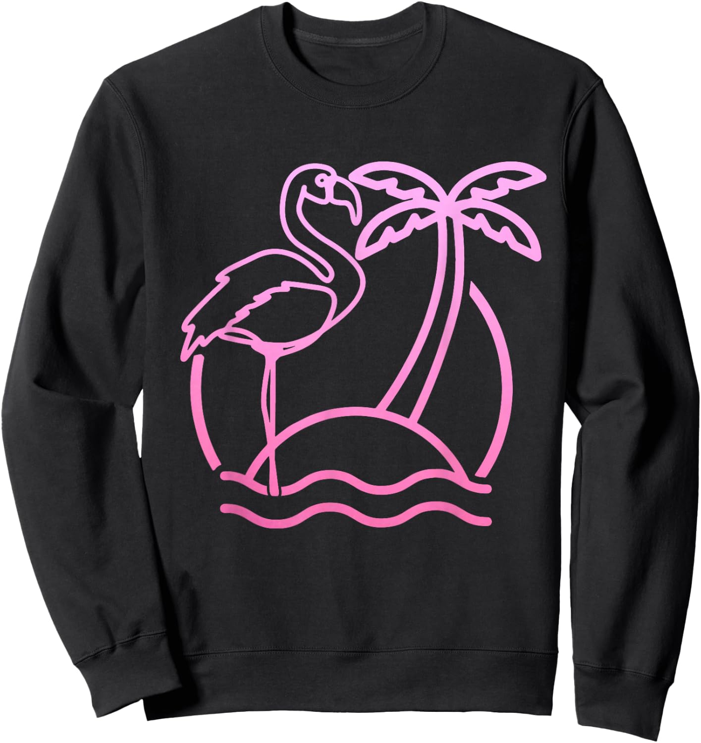 Flamingo Retro 80s Beach Vintage Party Miami Flamingo Lover Sweatshirt - Sweatshirt | Black