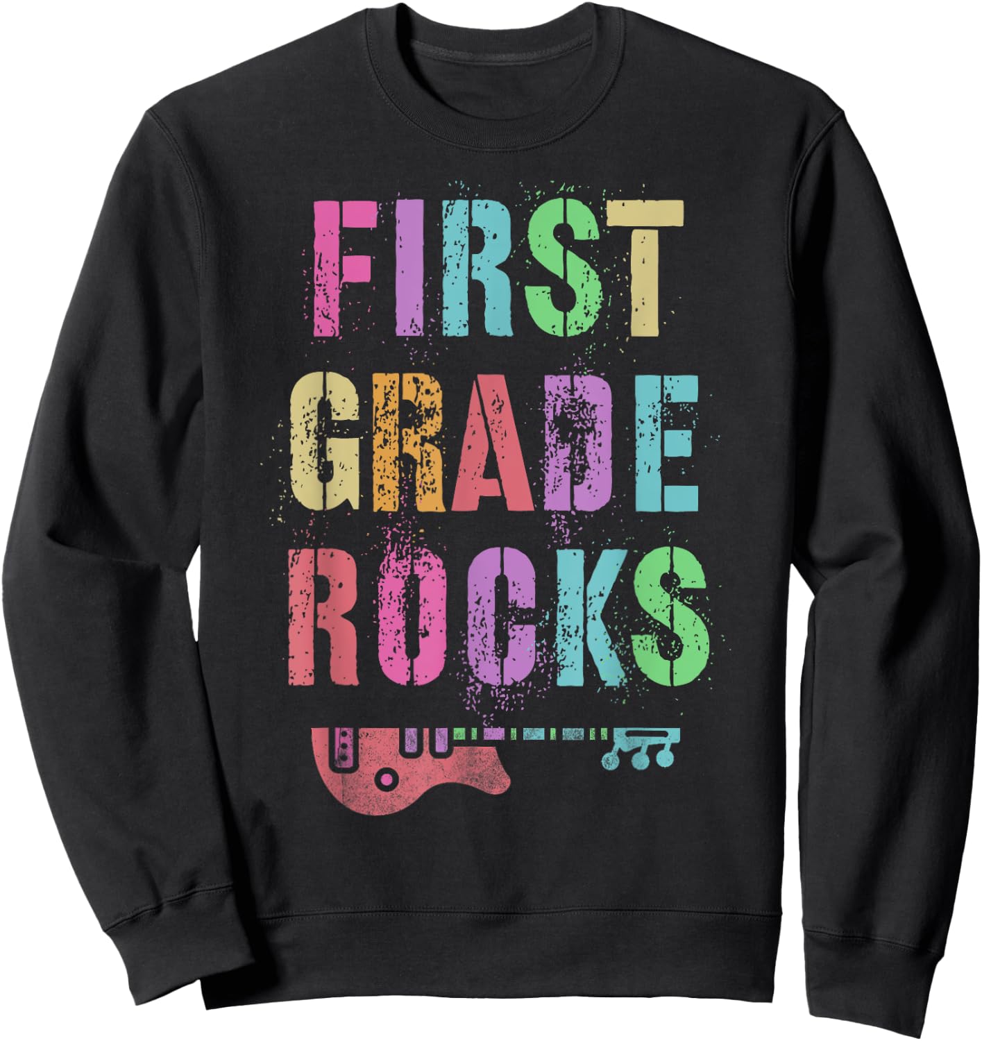 Hello 1st GRADE ROCKS Teacher Team FIRST Gr Vibes Rockstar Women Kids Sweatshirt - Sweatshirt | Black