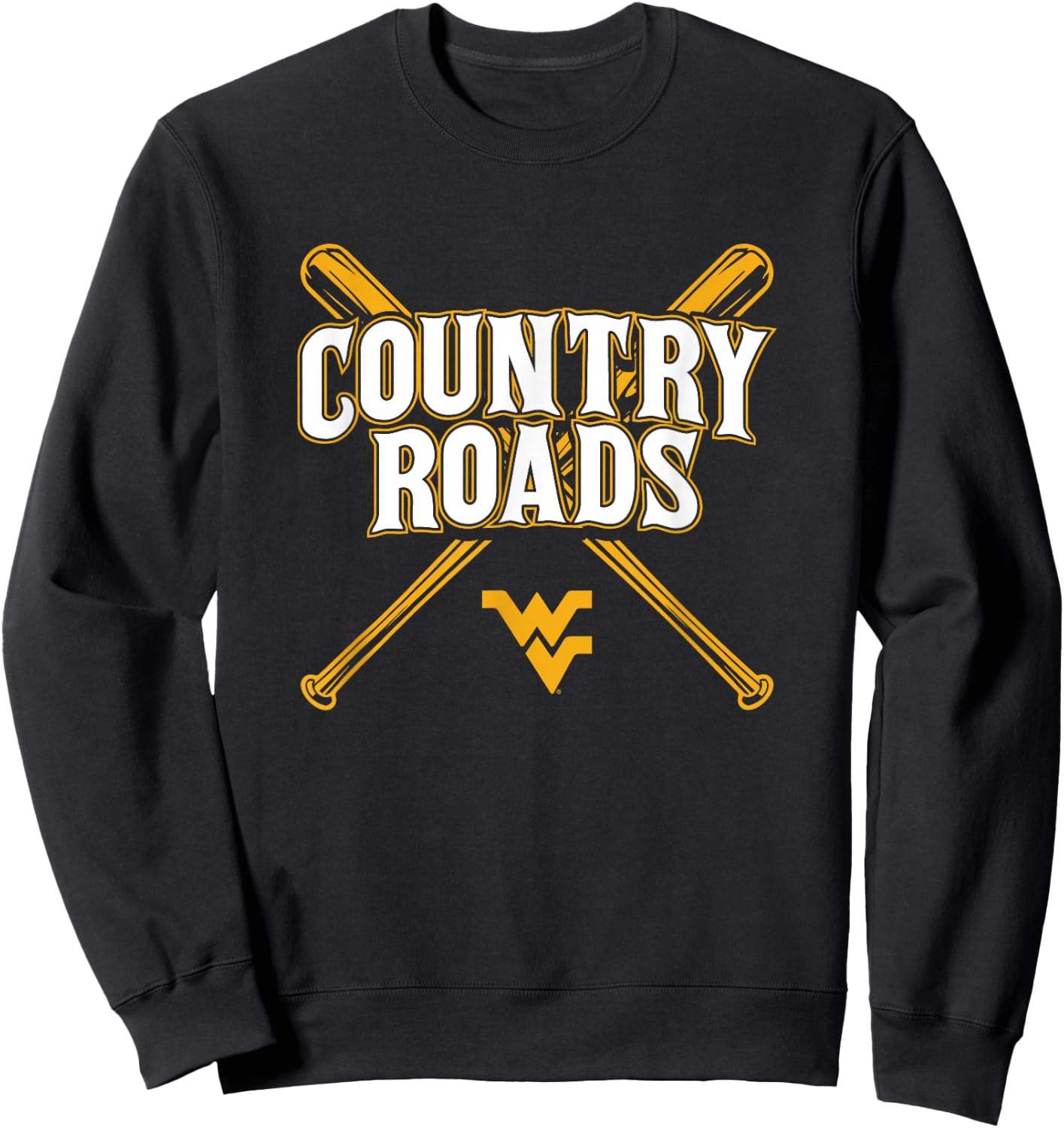 Country Roads - West Virginia Mountaineers Baseball Sweatshirt - Sweatshirt | Black