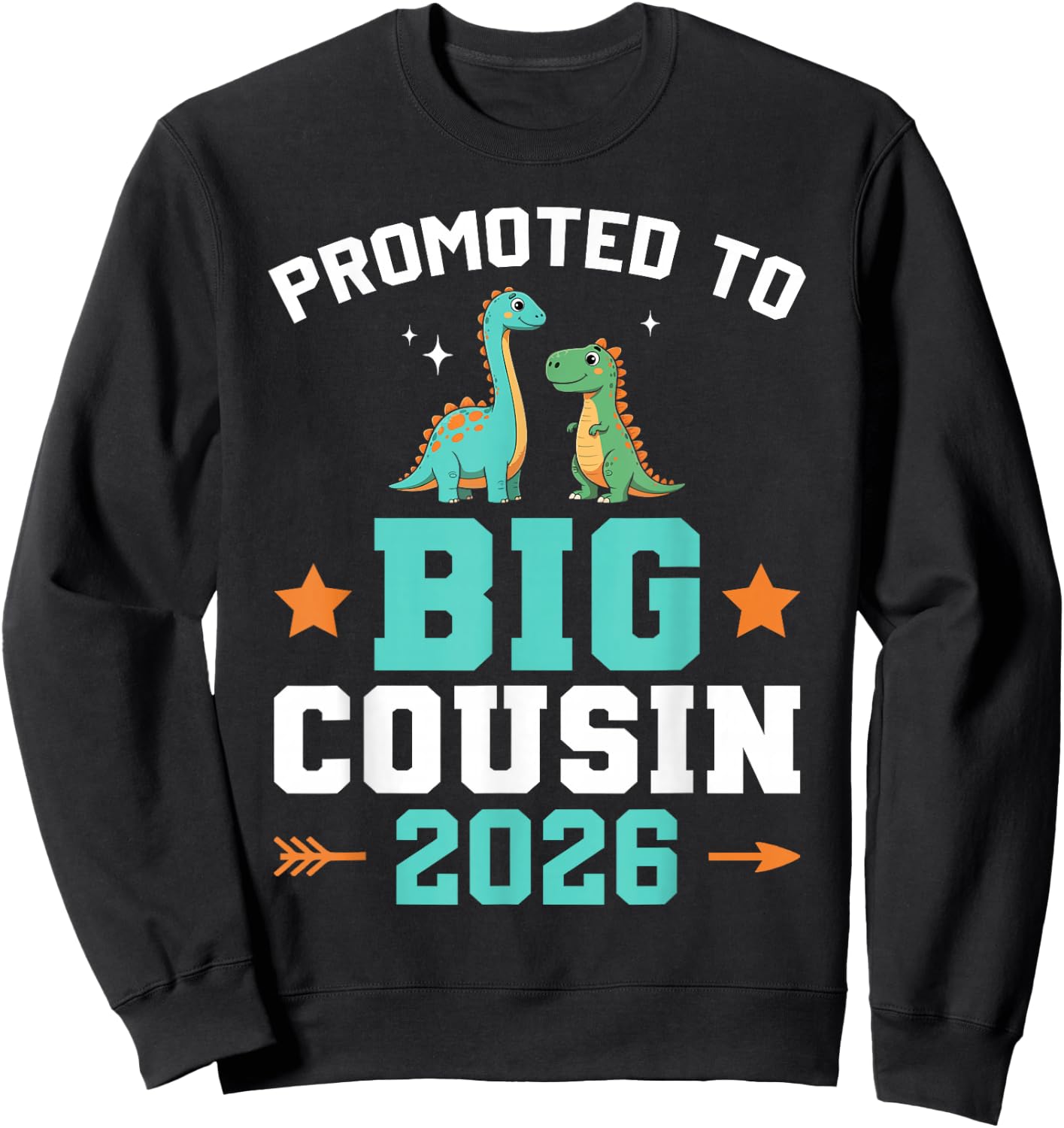 Kids Promoted to Big Cousin 2026 Dinosaur New Baby Shower Sweatshirt - Sweatshirt | Black