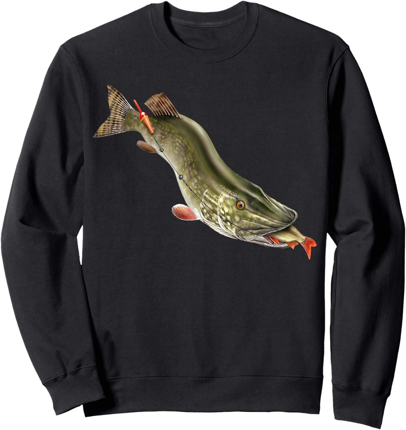 Northern Pike Fishing Fishermen Gifts Men's Northern Pike Fishing Black Small Classic Fit Short Sleeve Cotton Sweatshirt - Sweatshirt | Black