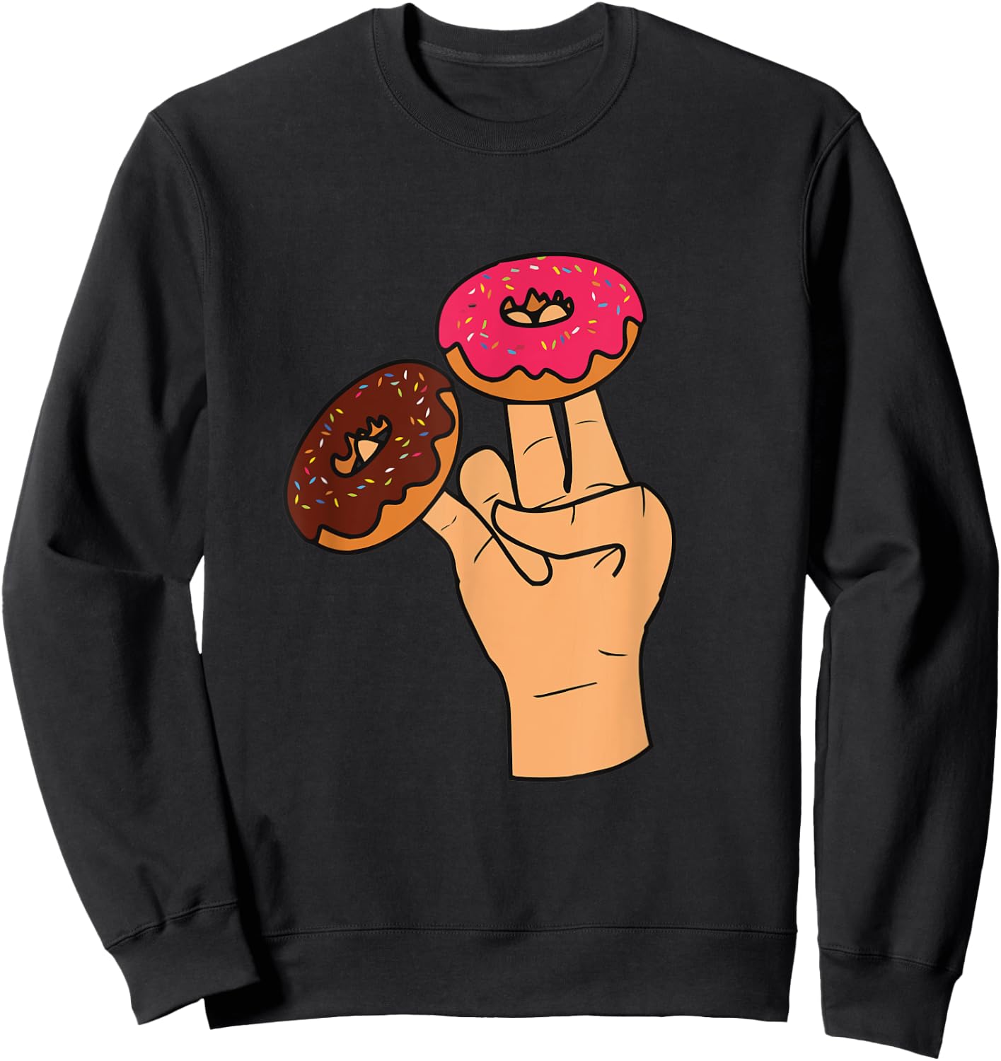Cool Donuts Cartoon Illustration Novelty Graphic Designs Sweatshirt - Sweatshirt | Black