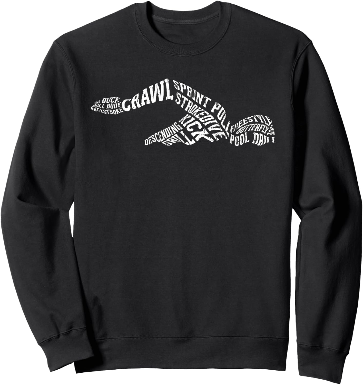 Swimmer Typography Funny Swim Swimming Coach Player Graphic Sweatshirt - Sweatshirt | Black
