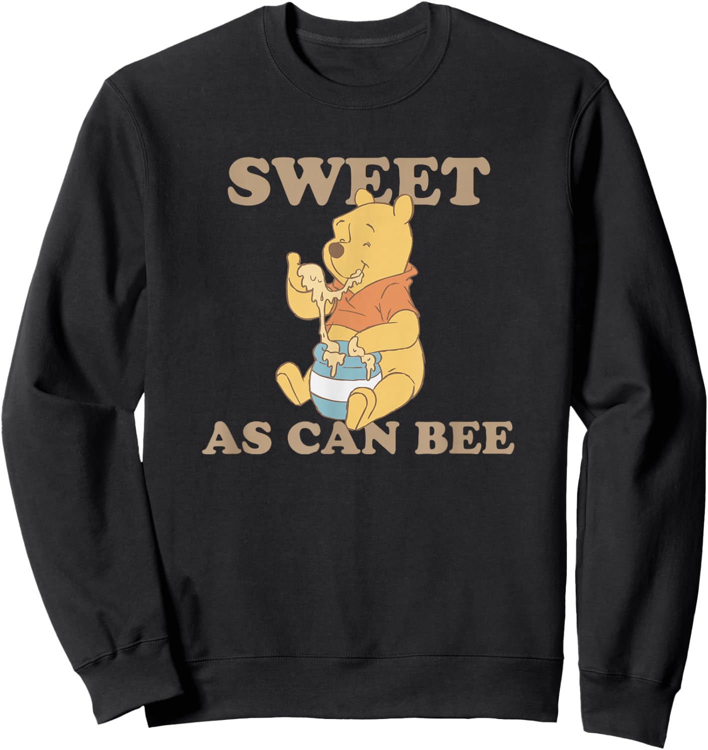 Disney Winnie The Pooh Sweet As Can Bee Eating Honey Vintage Sweatshirt - Sweatshirt | Black