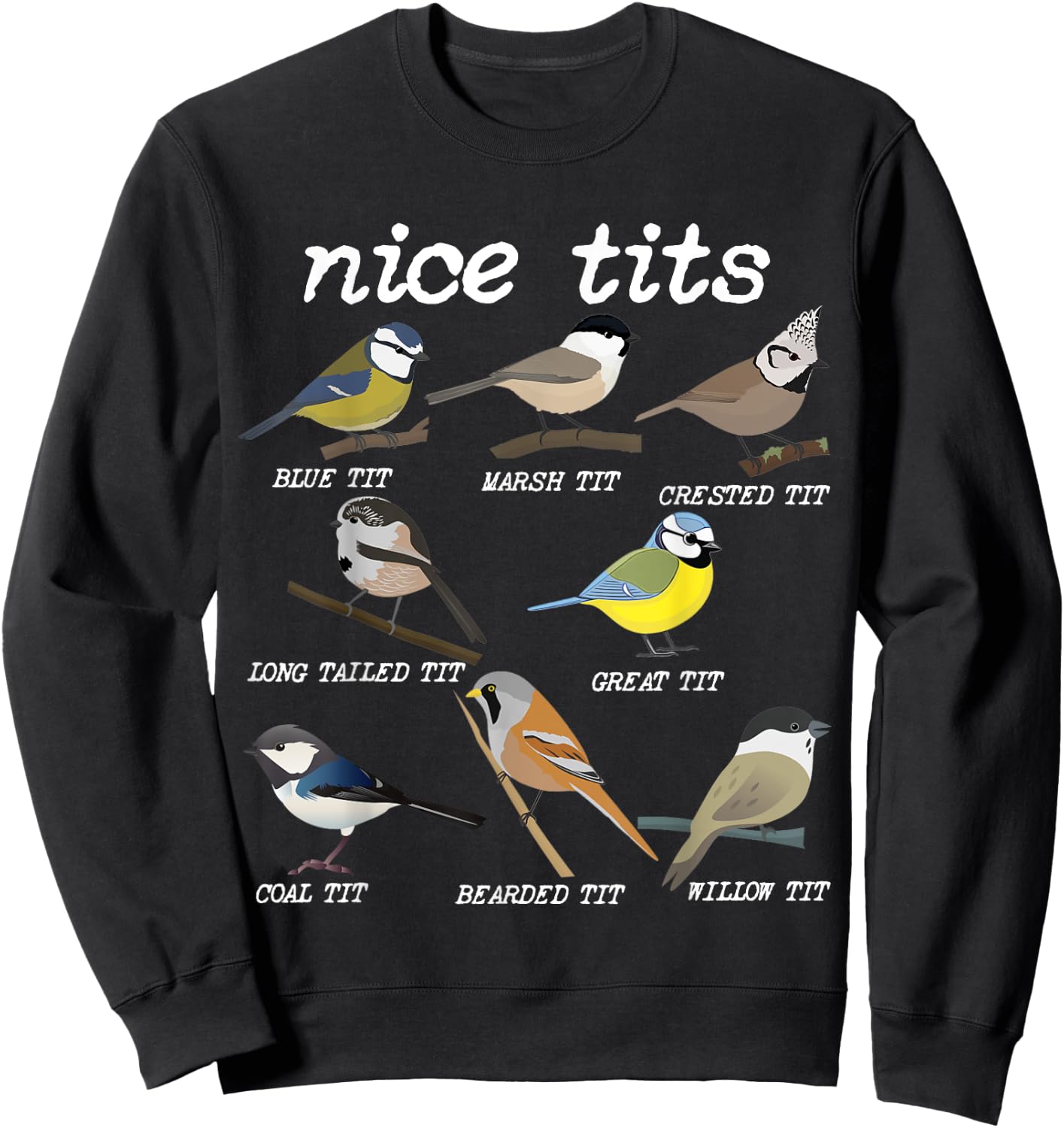 Nice Tits Funny Bird Watching, Funny Tit Birds Birdwatcher Sweatshirt - Sweatshirt | Black