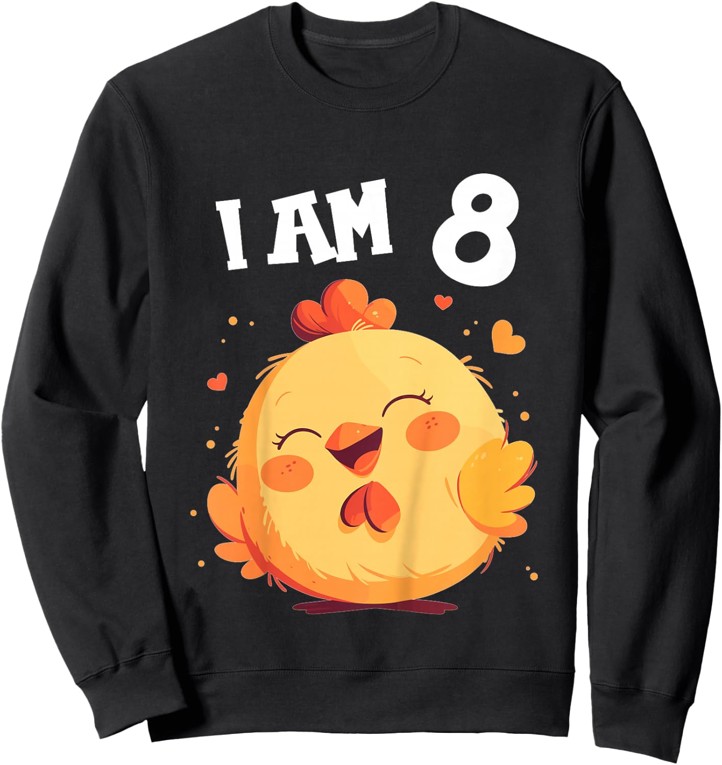 8 Years old 8 birthday Chickens Boy Girl Chicken Sweatshirt - Sweatshirt | Black