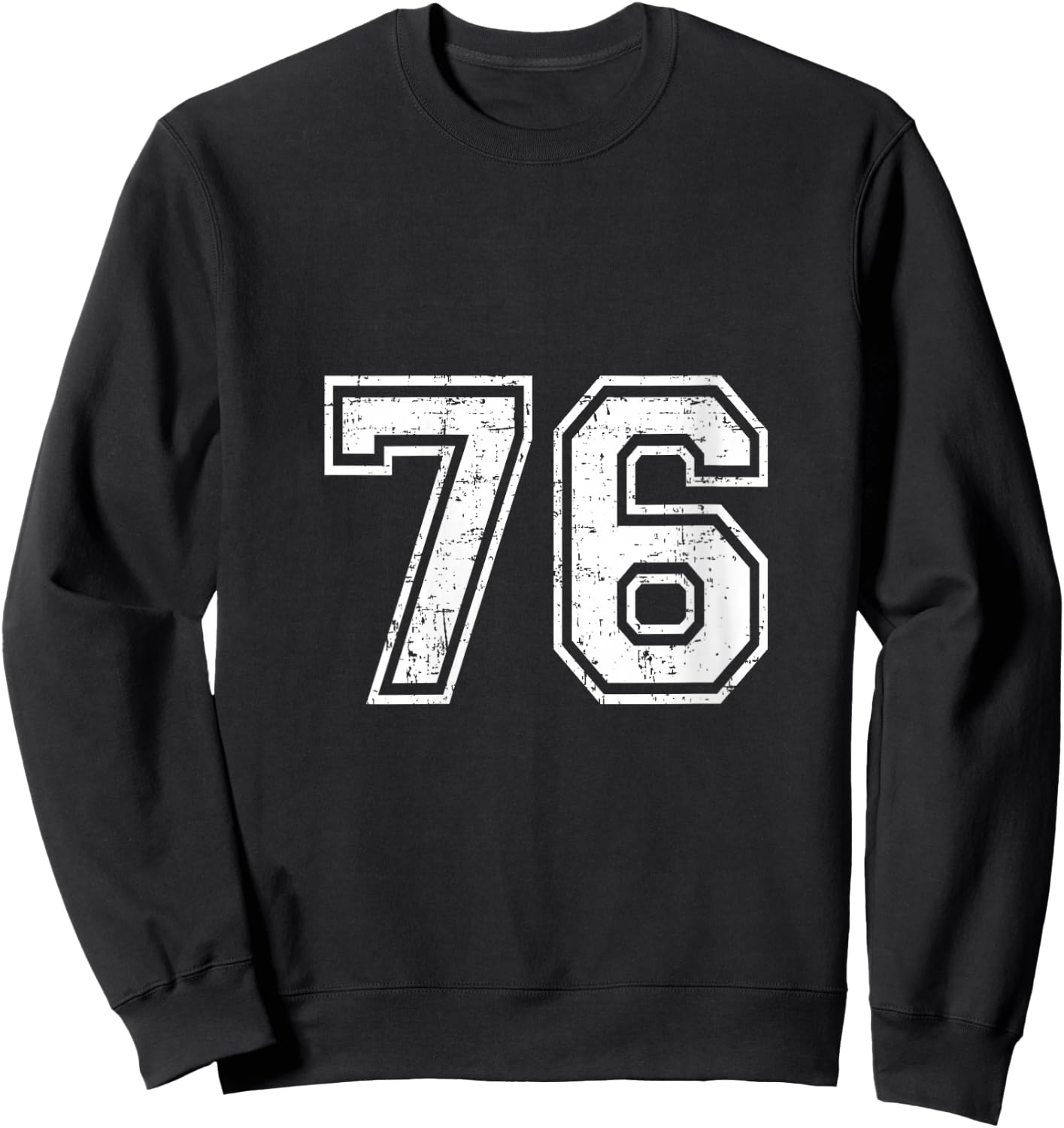 Women's 76 Number Seventy-Six Team Sports Grunge Varsity Matching V-Neck Sweatshirt - Sweatshirt | Black