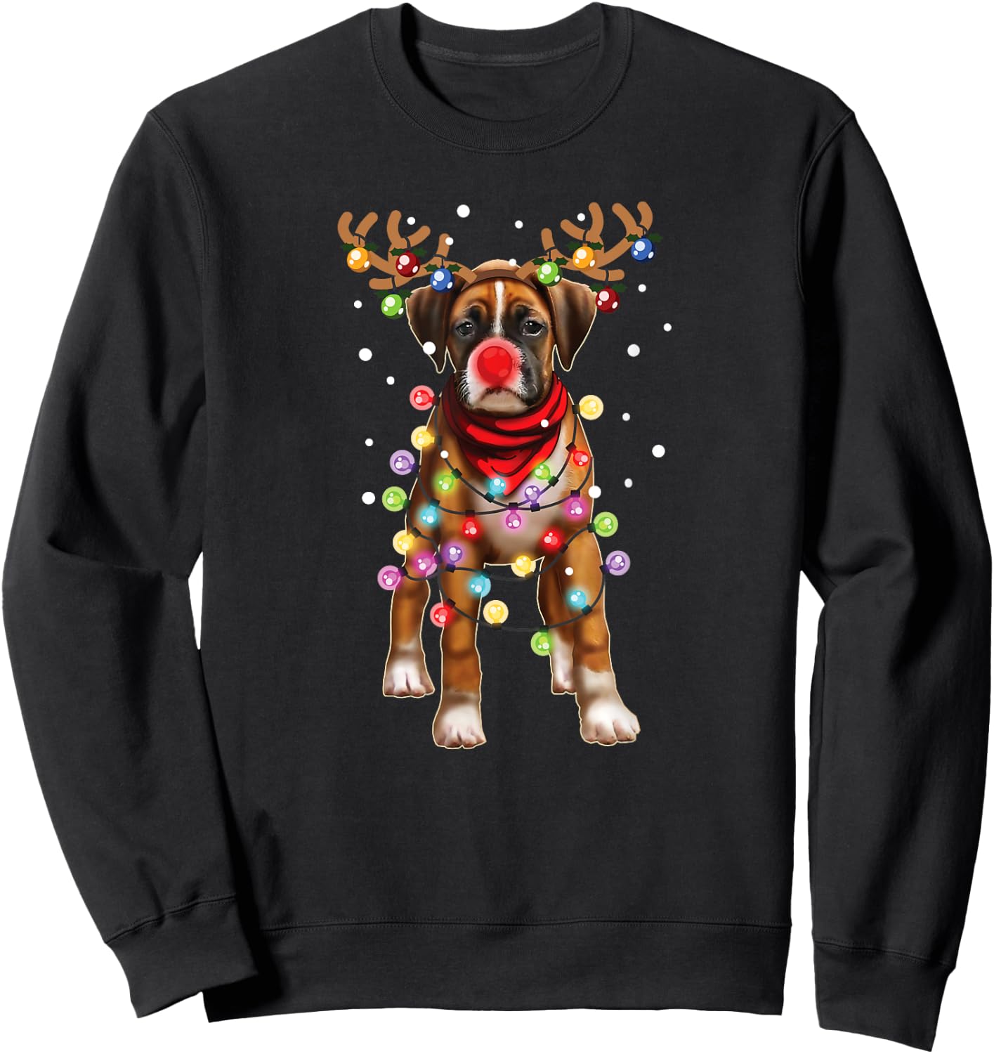 Christmas Dog, Boxer, Dog Lover, Men Women Kids, Dogs, Xmas Sweatshirt - Sweatshirt | Black