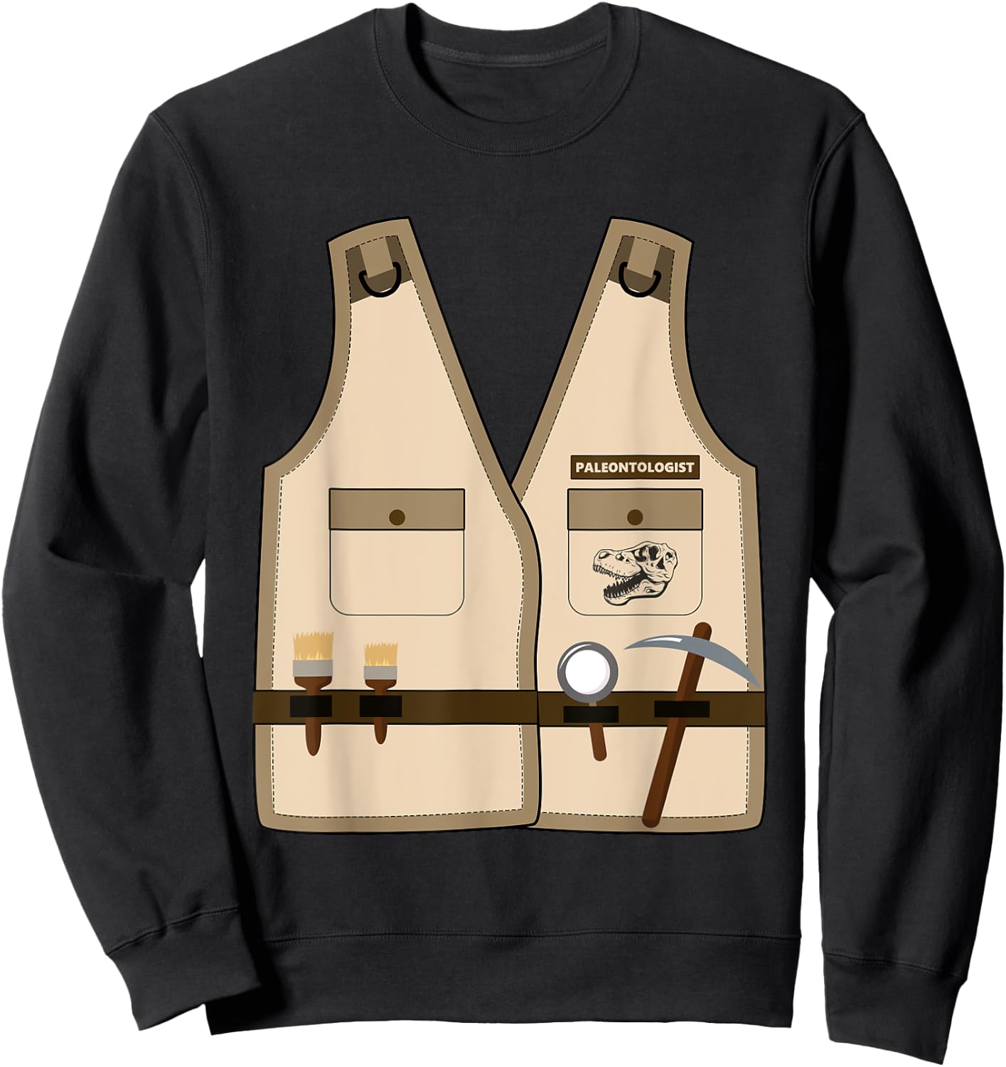 Adult Kids Halloween Paleontologist Dinosaur Hunter Costume Sweatshirt - Sweatshirt | Black