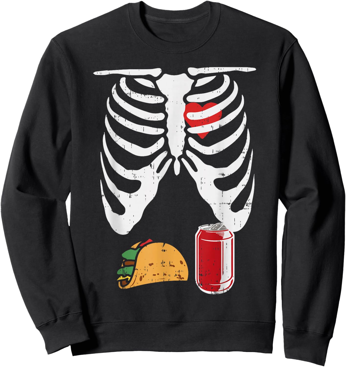 Skeleton Pregnancy Taco Beer Shirt Xray Halloween Soon Dad Sweatshirt - Sweatshirt | Black