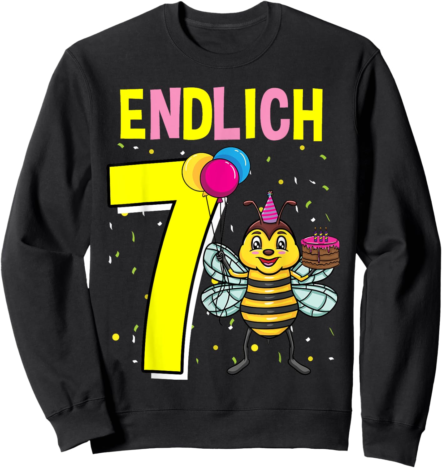 Geschenk 7 Jahre alt Kinder Bienen Geburtstag Sweatshirt - Sweatshirt | Black