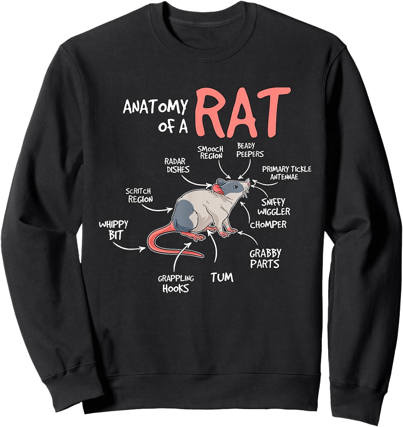 Kids Rat Gift Rat Stuff Anatomy Of A Rat Sweatshirt - Sweatshirt | Black