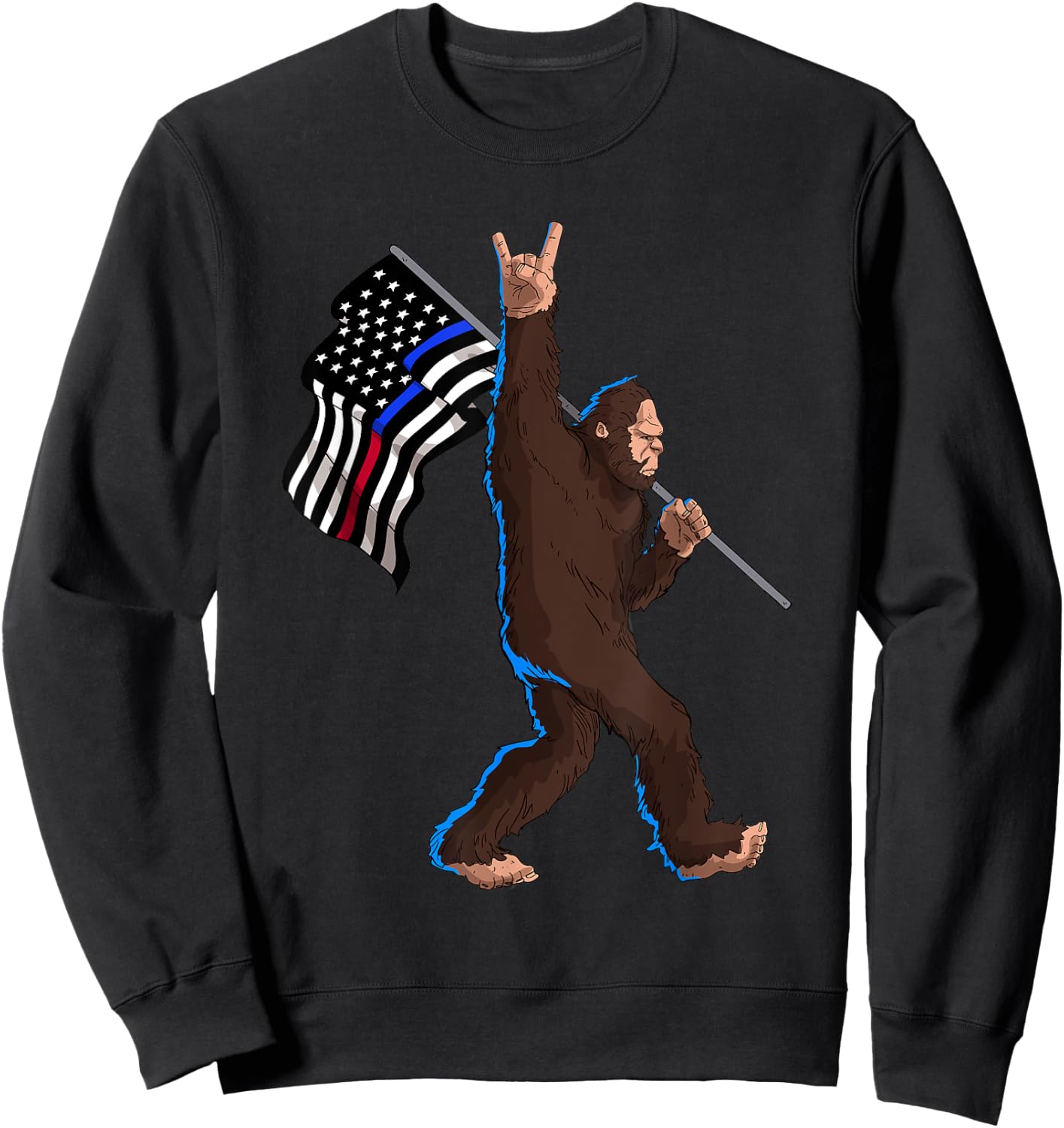 Police Fire First Responder Flag for Bigfoot Rock and Roll Sweatshirt - Sweatshirt | Black