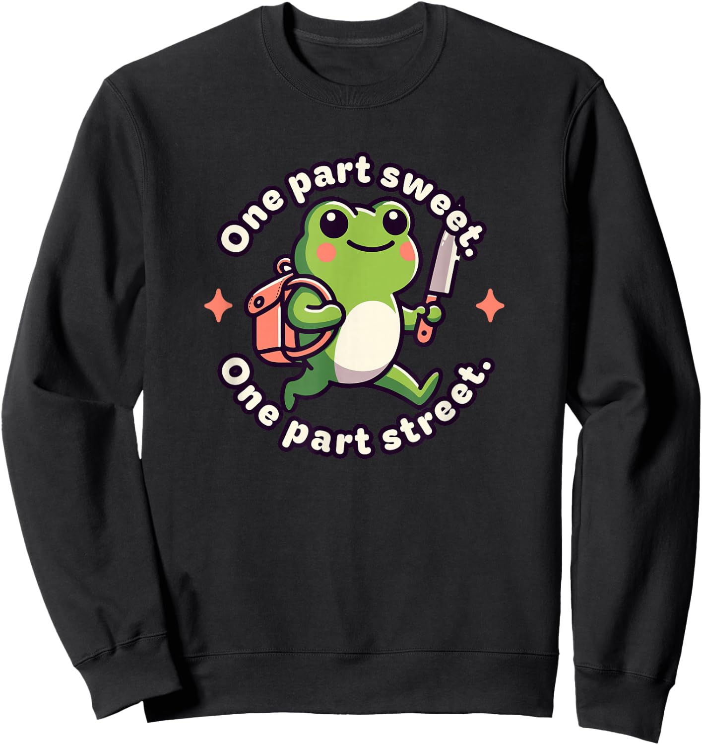 One Part Sweet One Part Street Funny Animal With Knife Frog Sweatshirt - Sweatshirt | Black