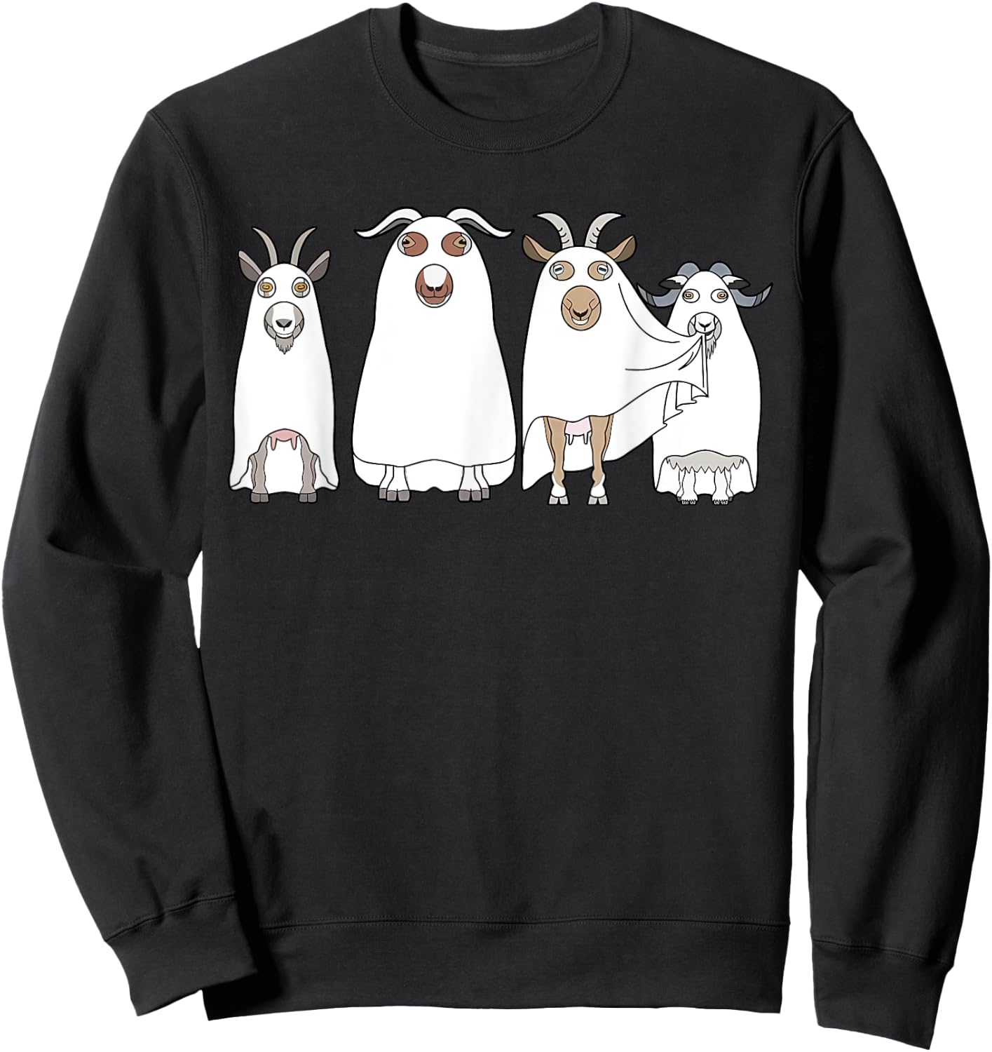 Goat Ghost Halloween Farmer Goat Lover Scary Spooky Season Sweatshirt - Sweatshirt | Black