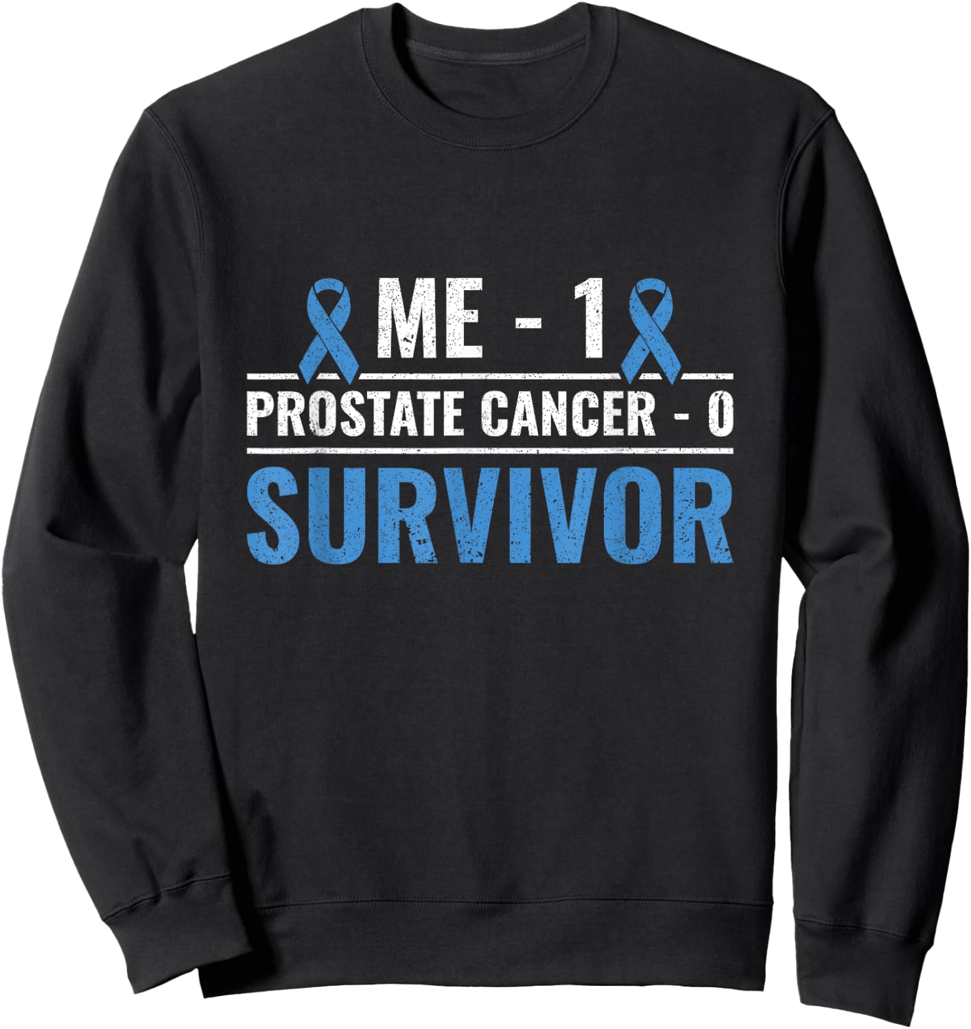 Cancer Survivor Light Blue Ribbon Prostate Cancer Awareness Sweatshirt - Sweatshirt | Black