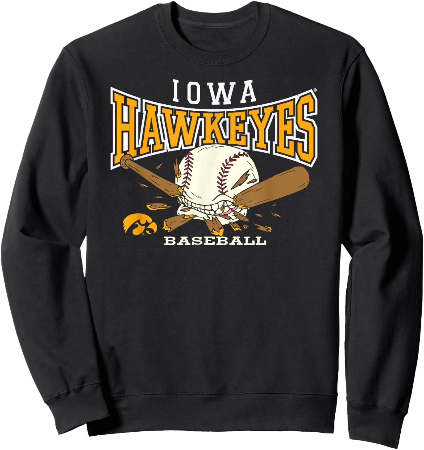 Iowa Hawkeyes Baseball Bite Black Officially Licensed Sweatshirt - Sweatshirt | Black