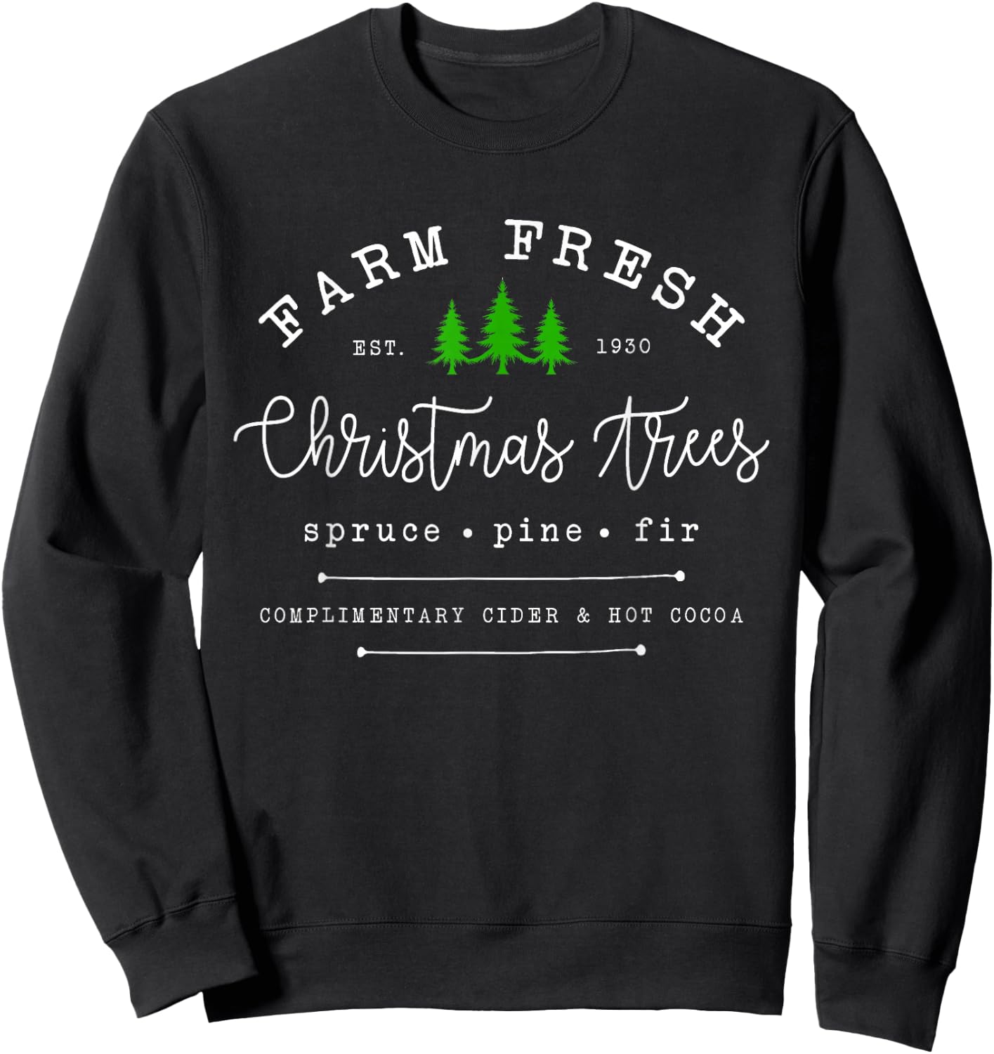 Farm Fresh Xmas Tree, Pine Retro Vintage Graphic Christmas Sweatshirt - Sweatshirt | Black