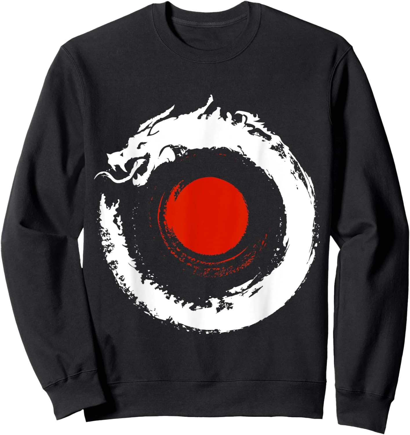 Dragon In Japanese Zen Buddhist Enso Circle Sweatshirt - Sweatshirt | Black