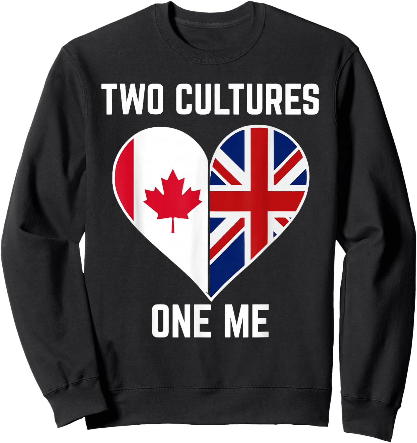 Half Canadian Half British Heart Canada Union Jack Flag UK Sweatshirt - Sweatshirt | Black