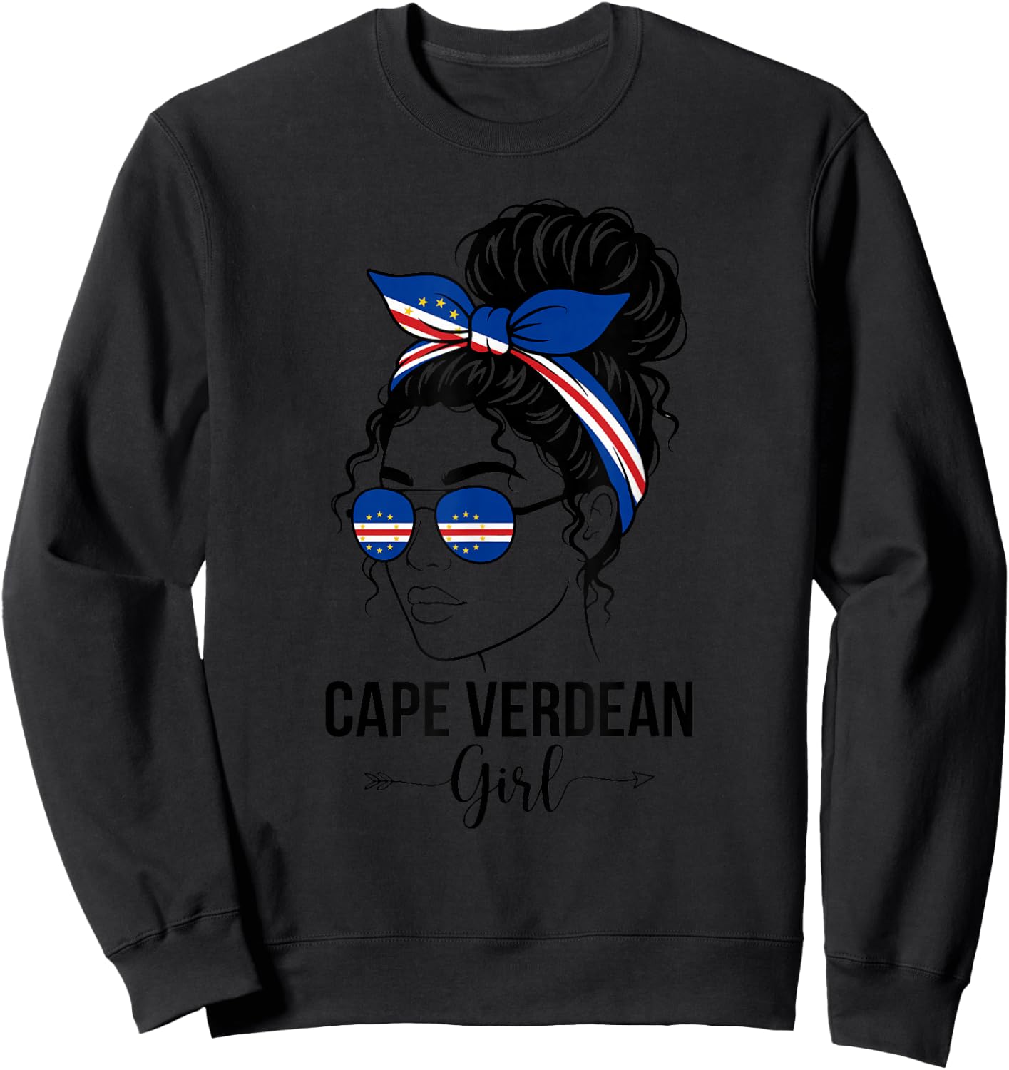 Cape Verdean Girl African Pride Flag Love Cape Verde Sweatshirt - Sweatshirt | Black
