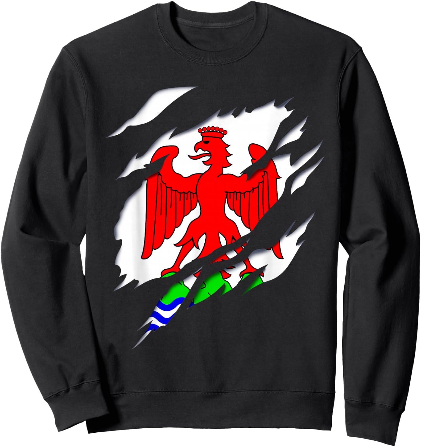 Nice Nice Flag Crest Ripped 3D Effect France , Black, S Sweatshirt - Sweatshirt | Black