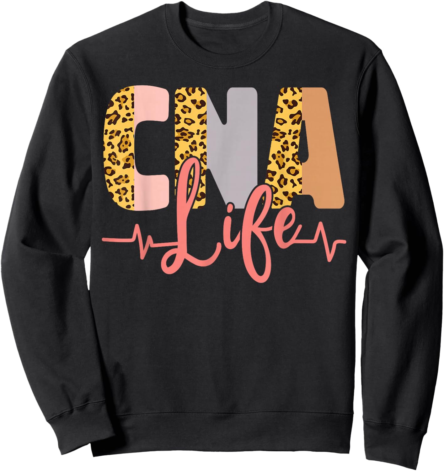 CNA Nurse Certified Nursing Assistant Leopard Cheetah Cna Sweatshirt - Sweatshirt | Black