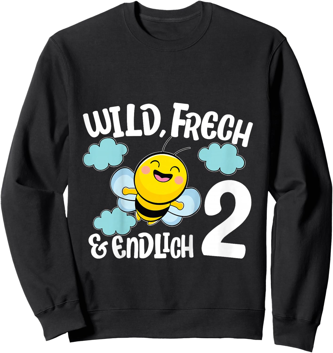Children's Cute Bee Birthday Shirt Cheeky & Finally 2 Years Girls , black, 80 Sweatshirt - Sweatshirt | Black