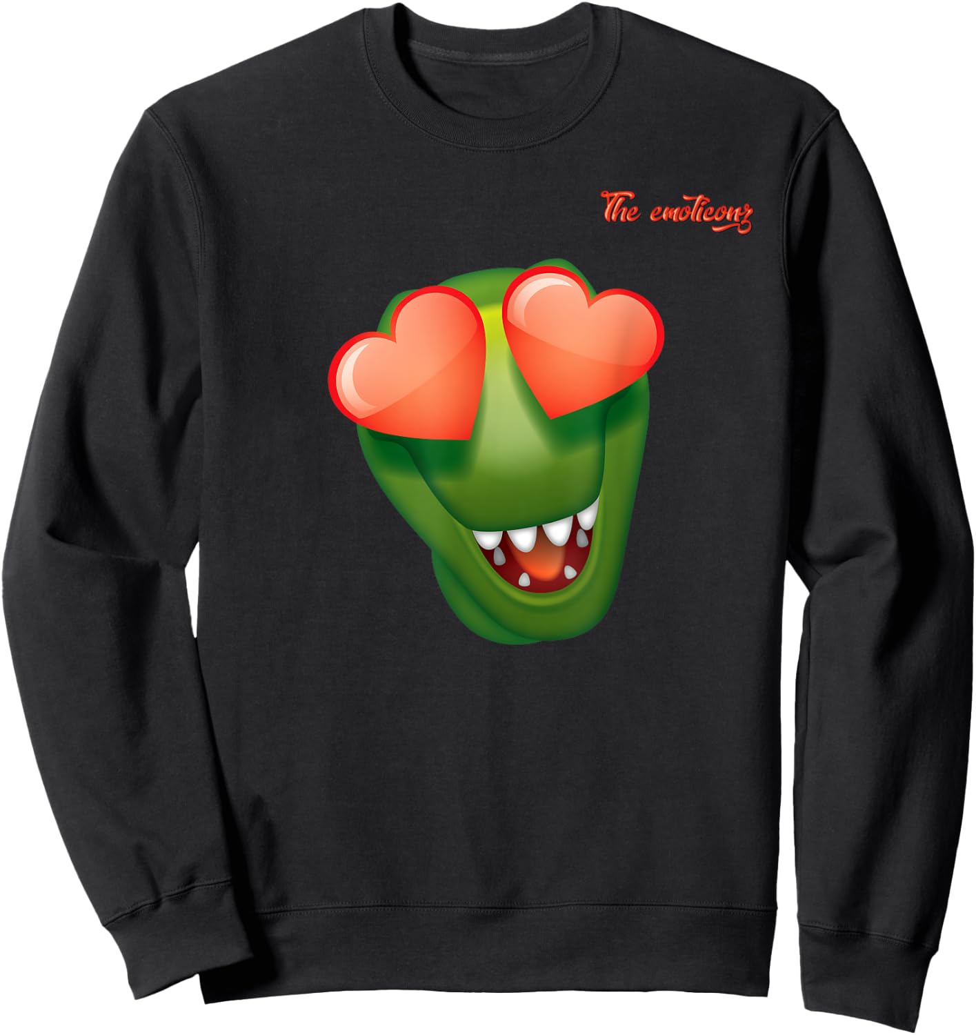 Emoji Happy Love Eyes Dinosaur Face Sweatshirt - Sweatshirt | Black