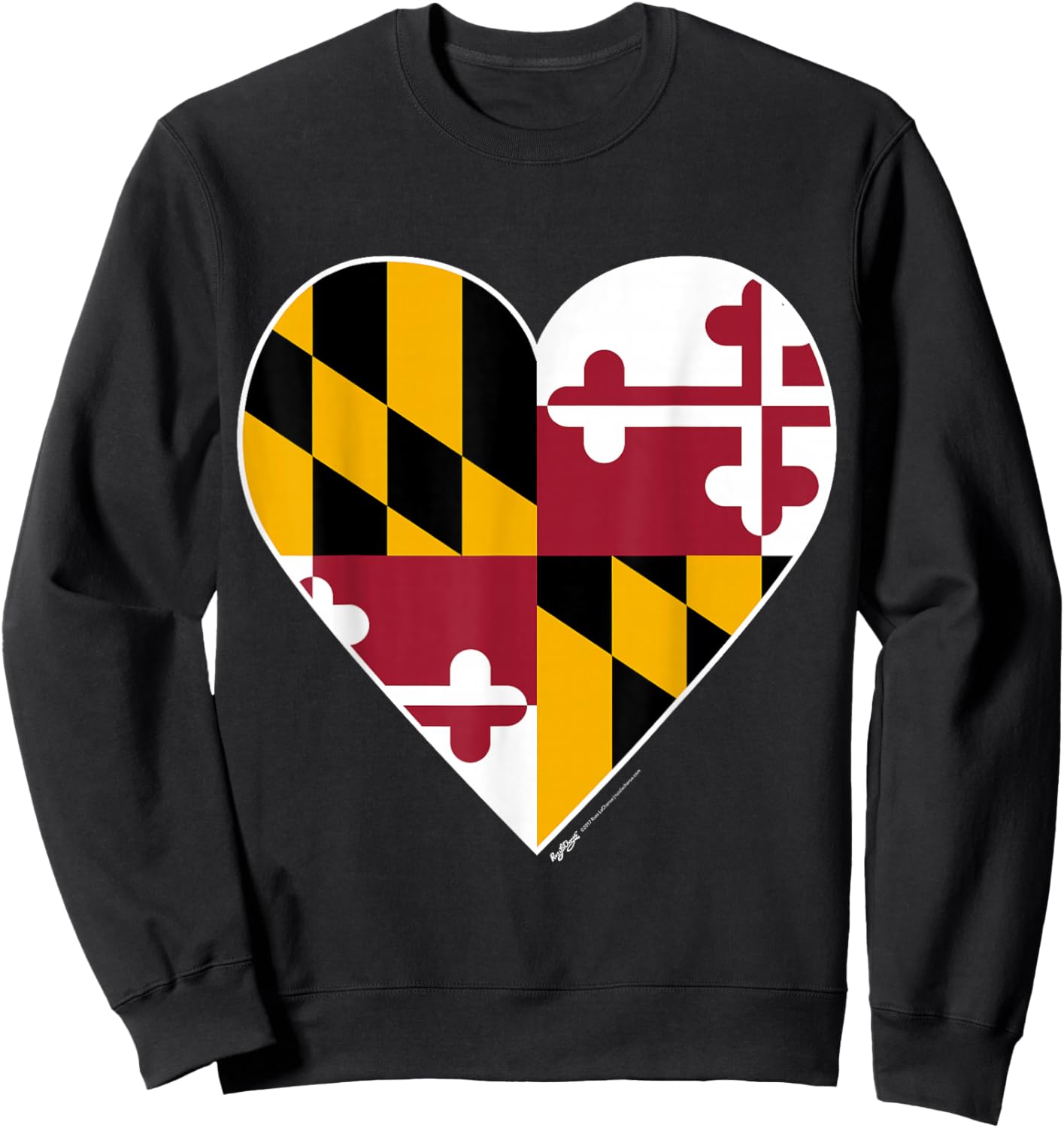 Heart Maryland State Flag Design Sweatshirt - Sweatshirt | Black