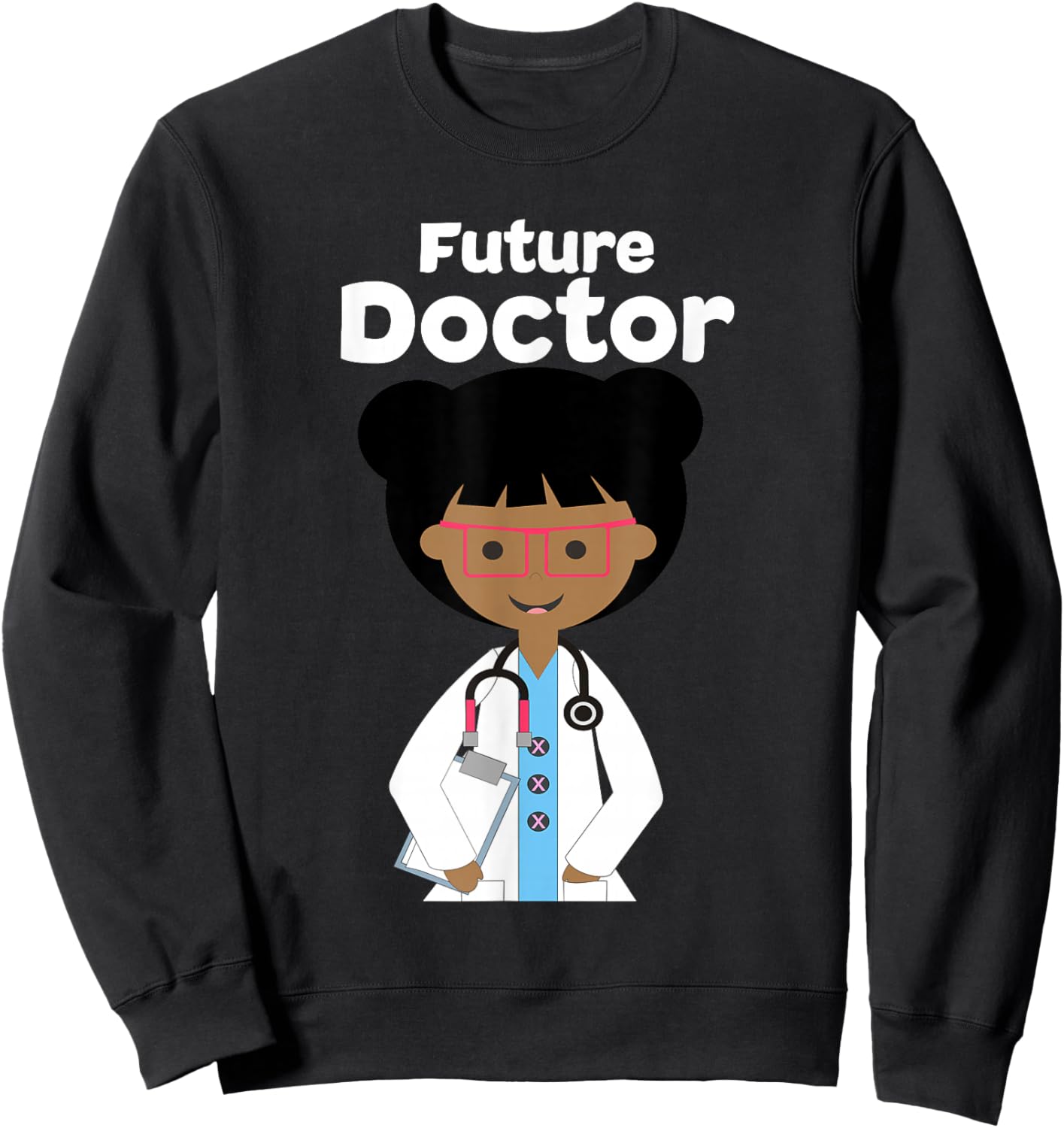 KIDS SHIRT Future Doctor . Little Brown Girl Sweatshirt - Sweatshirt | Black