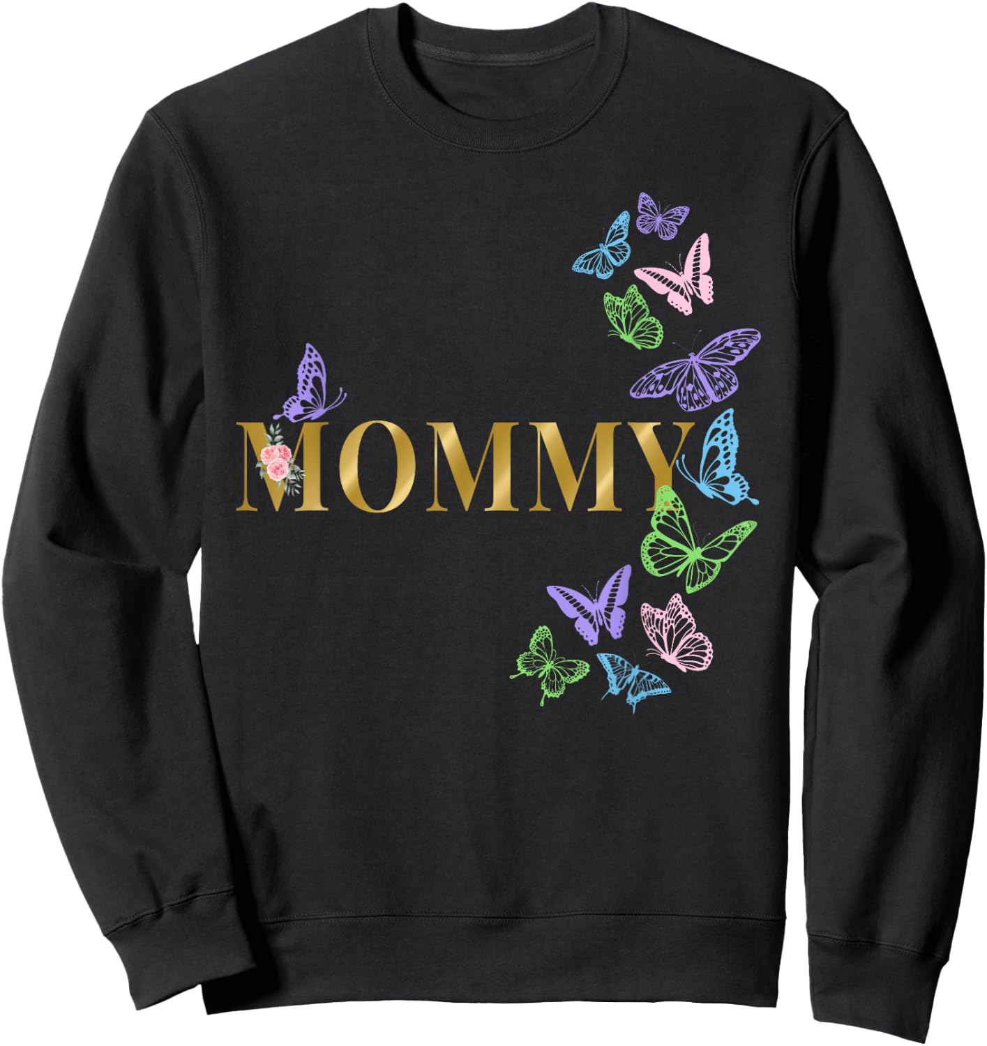 Mommy of The Birthday Girl Butterfly Party Matching Family Sweatshirt - Sweatshirt | Black