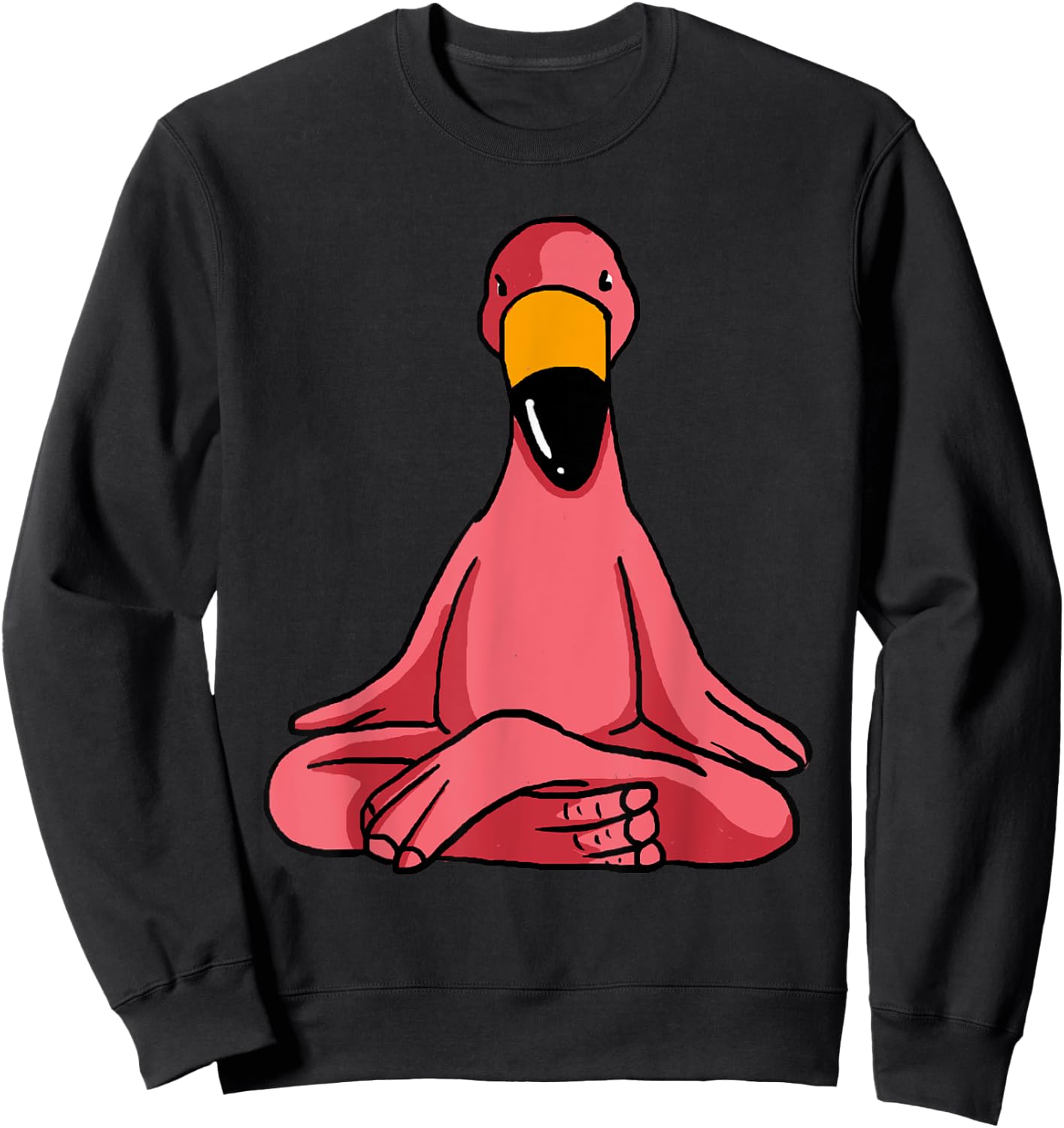 Cute Yoga Flamingos Funny Pink Water Bird Meditation Lovers Sweatshirt - Sweatshirt | Black